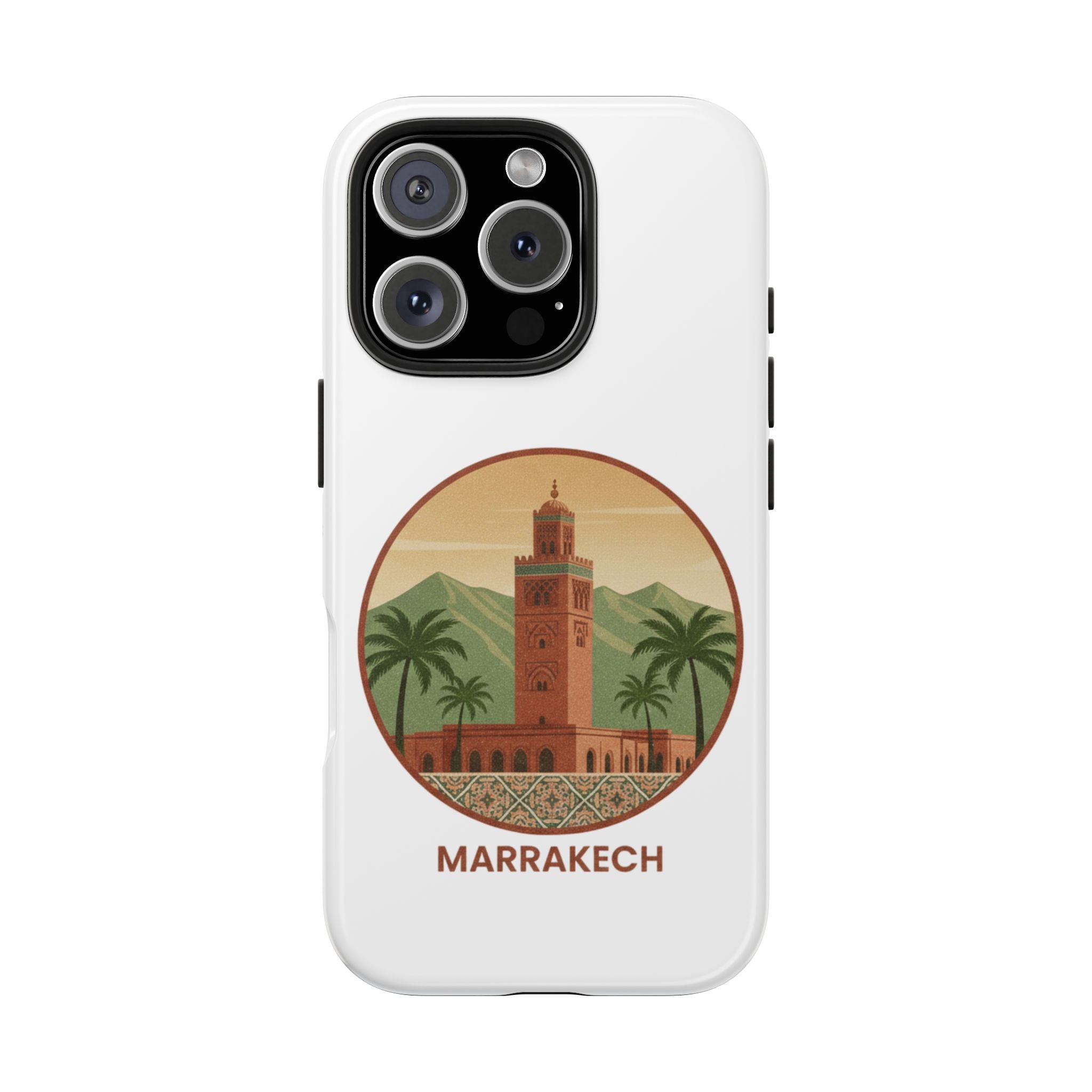 Marrakech Travel Phone Case — Vintage Moroccan Koutoubia Tower Design