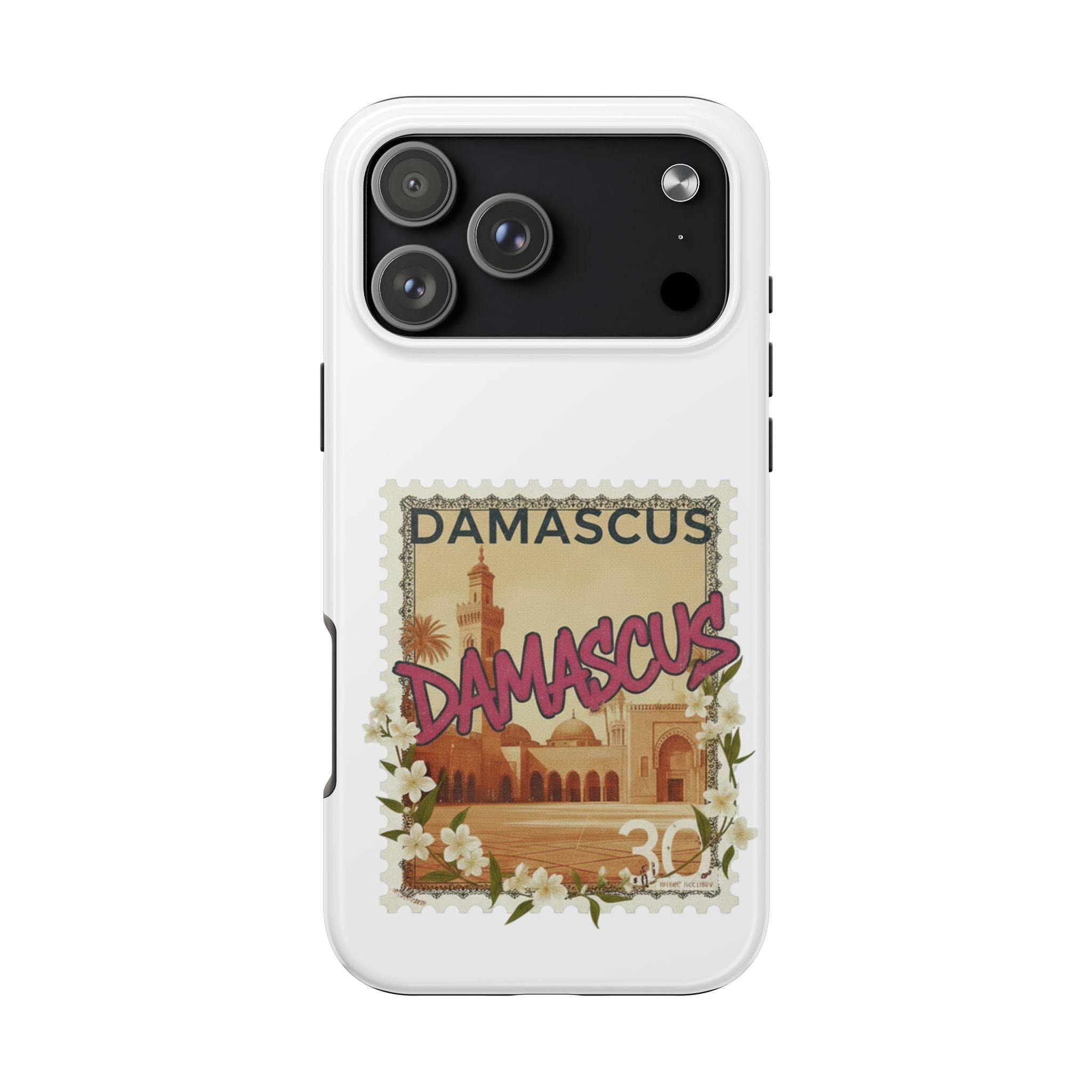 Damascus Vintage Stamp Tough Phone Case — Retro Travel Phone Cover
