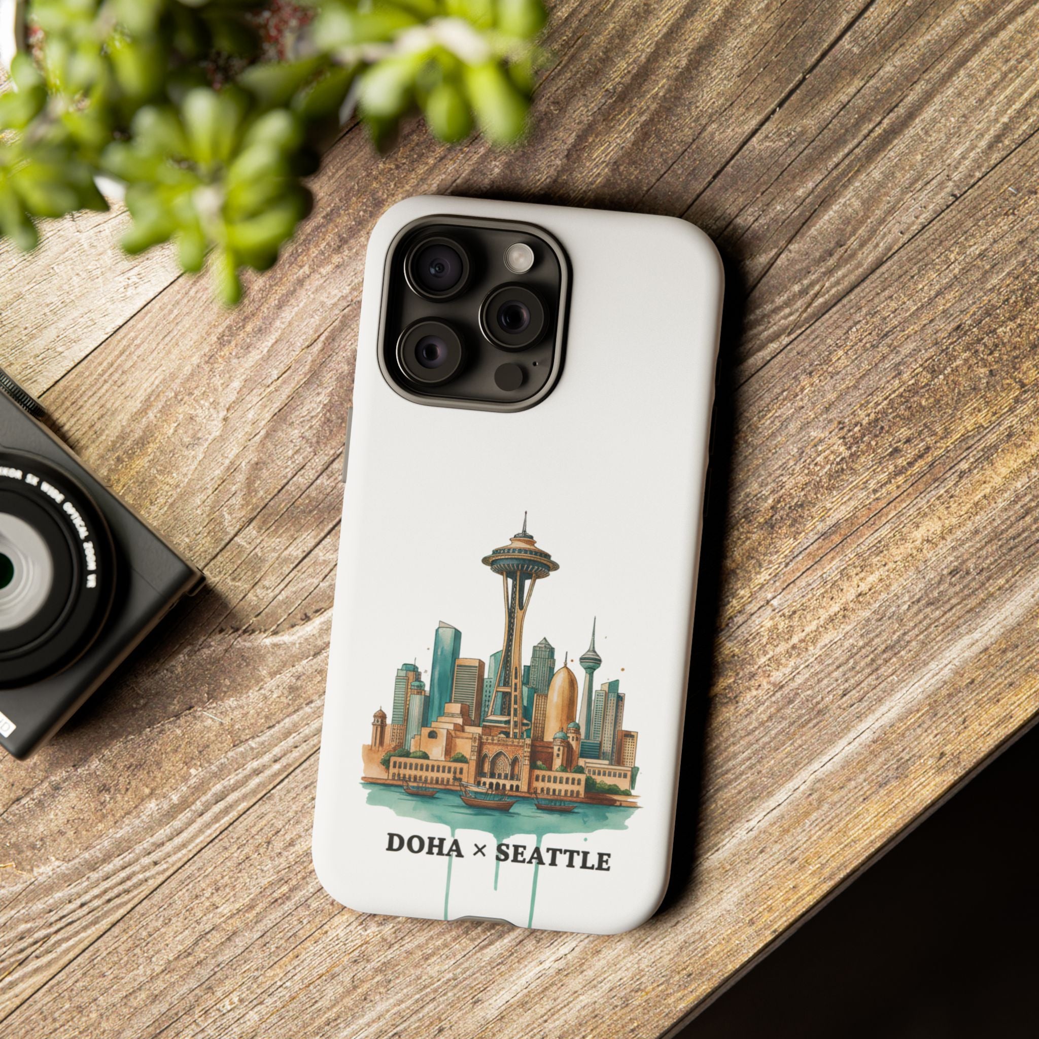 Doha x Seattle Skyline Tough Phone Case — Cityscape Protective Phone Cover