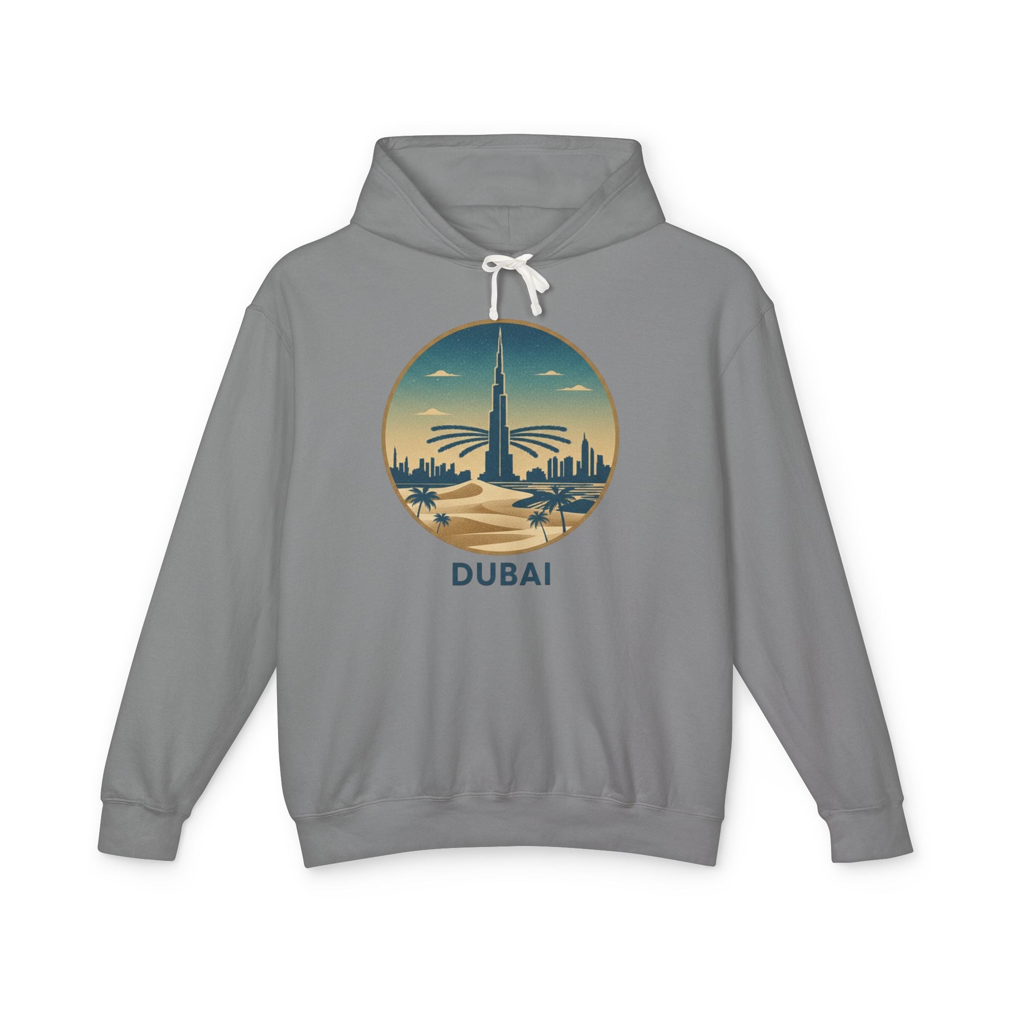 Dubai Skyline Hoodie — Vintage Desert Sunset Travel Sweatshirt