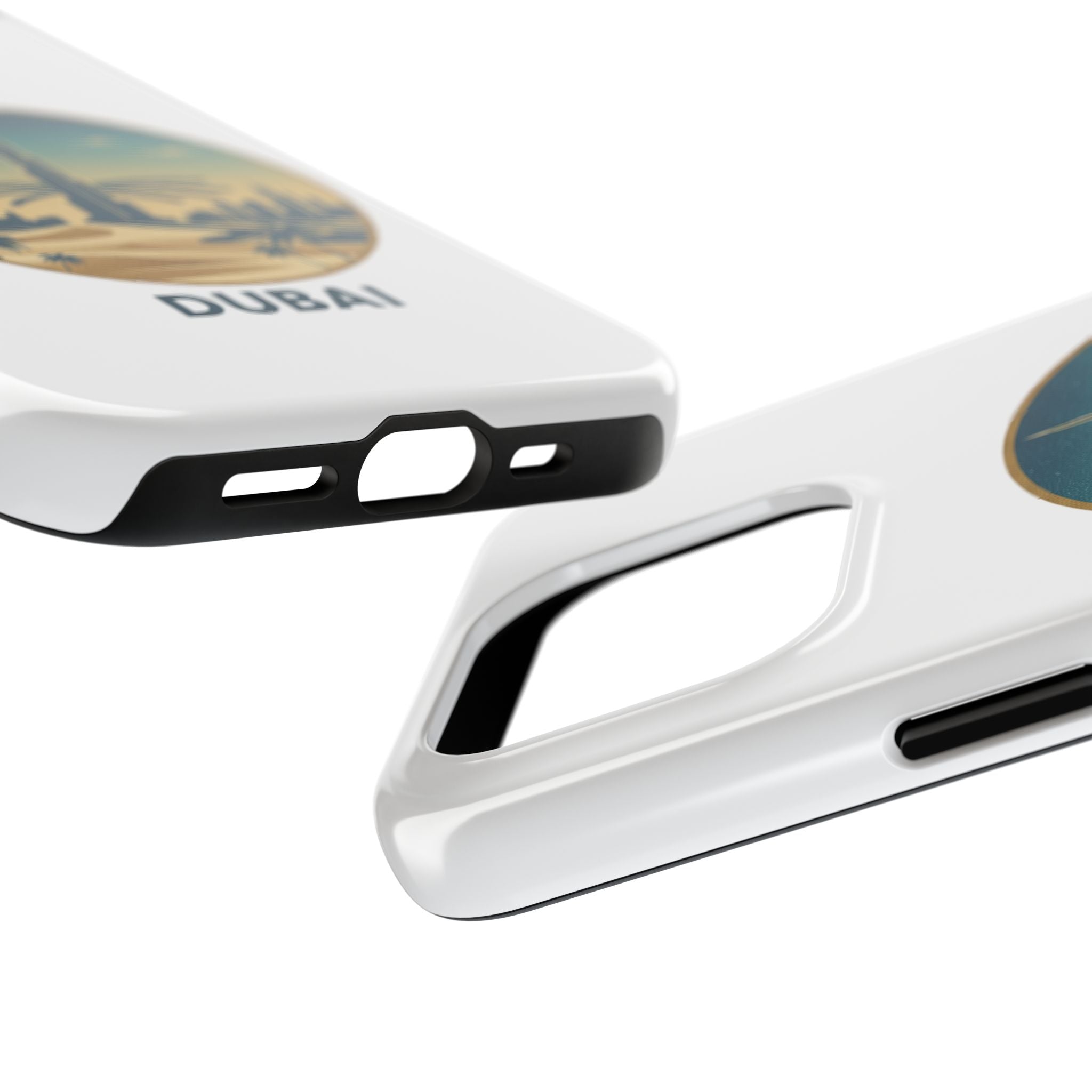 Dubai Skyline Tough Phone Case — Retro Desert Palm Travel Phone Cover