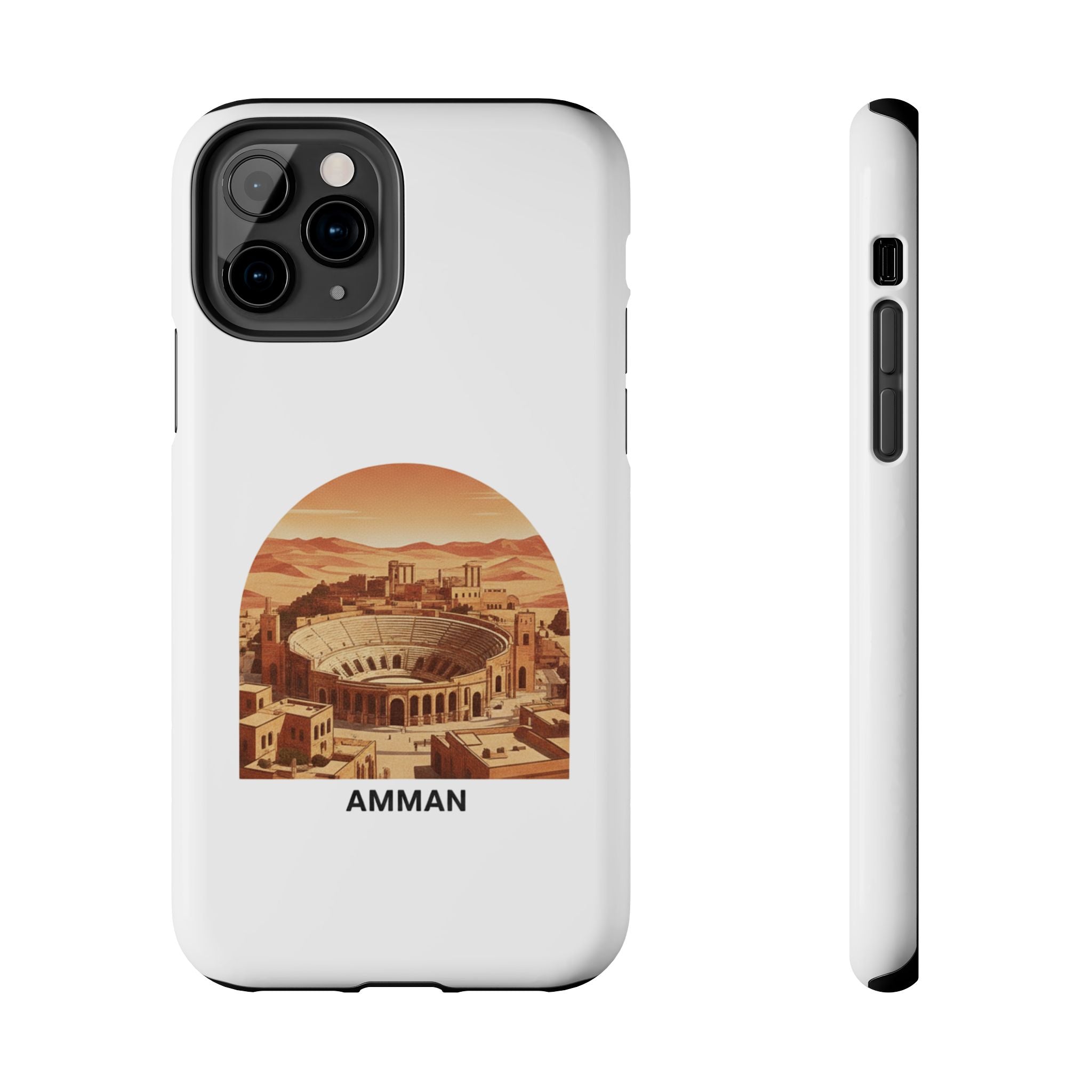 Amman Coliseum Tough Phone Case — Vintage Desert Cityscape Protective Cover