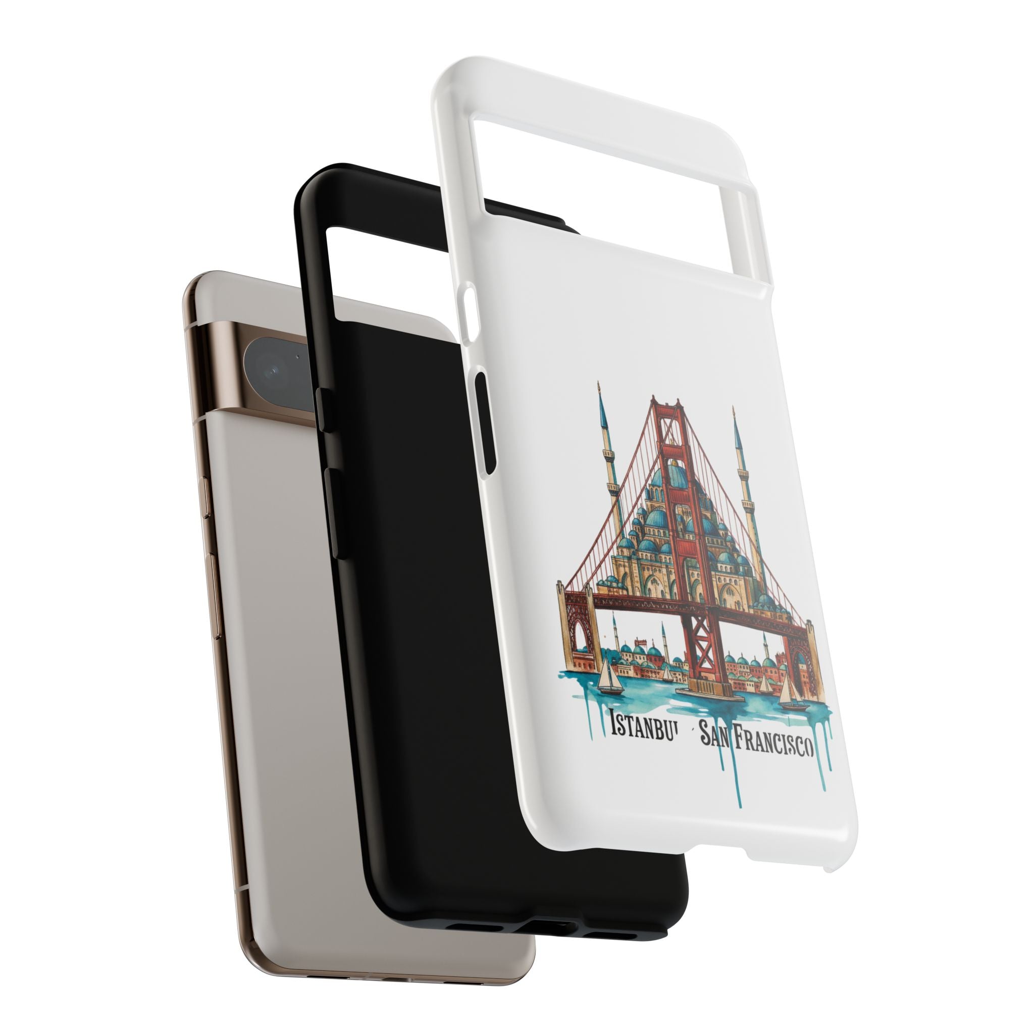City Bridge Phone Case — Istanbul × San Francisco Illustrated Travel Design
