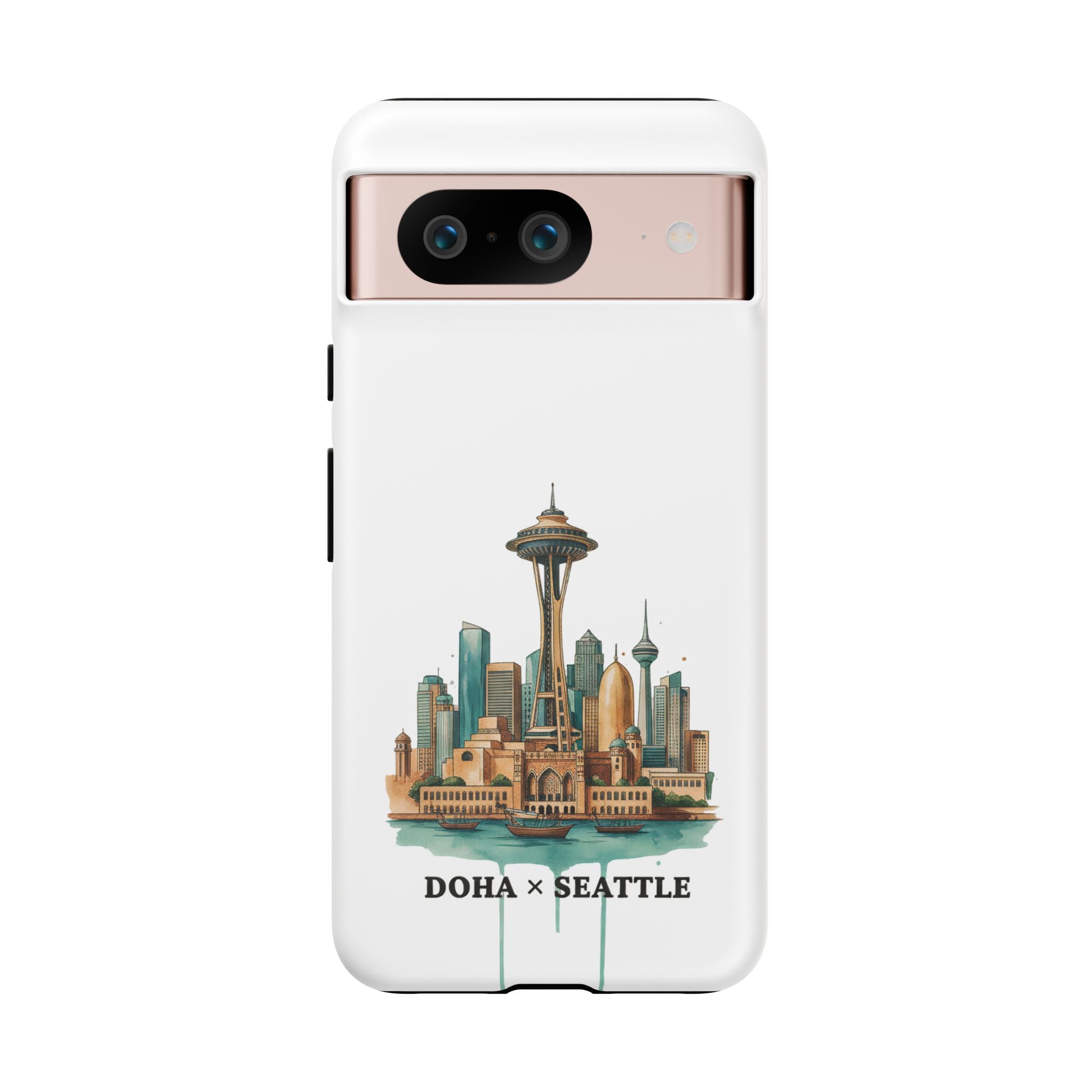 Doha x Seattle Skyline Tough Phone Case — Cityscape Protective Phone Cover