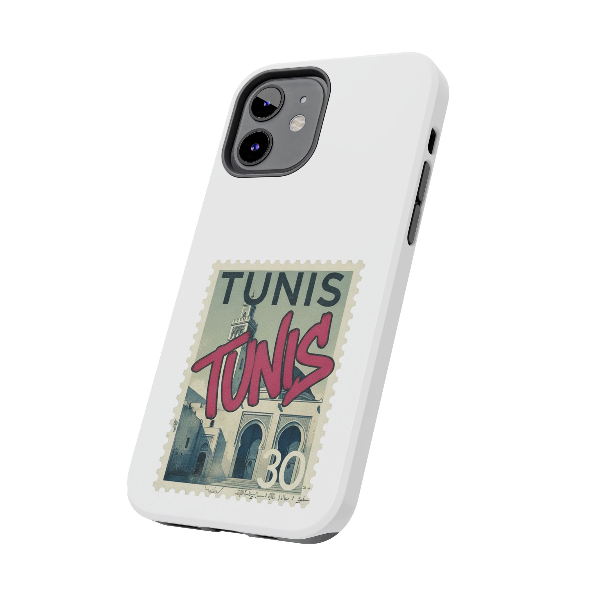 Tunis Vintage Stamp Tough Phone Case — Retro Tunisia Travel Phone Cover
