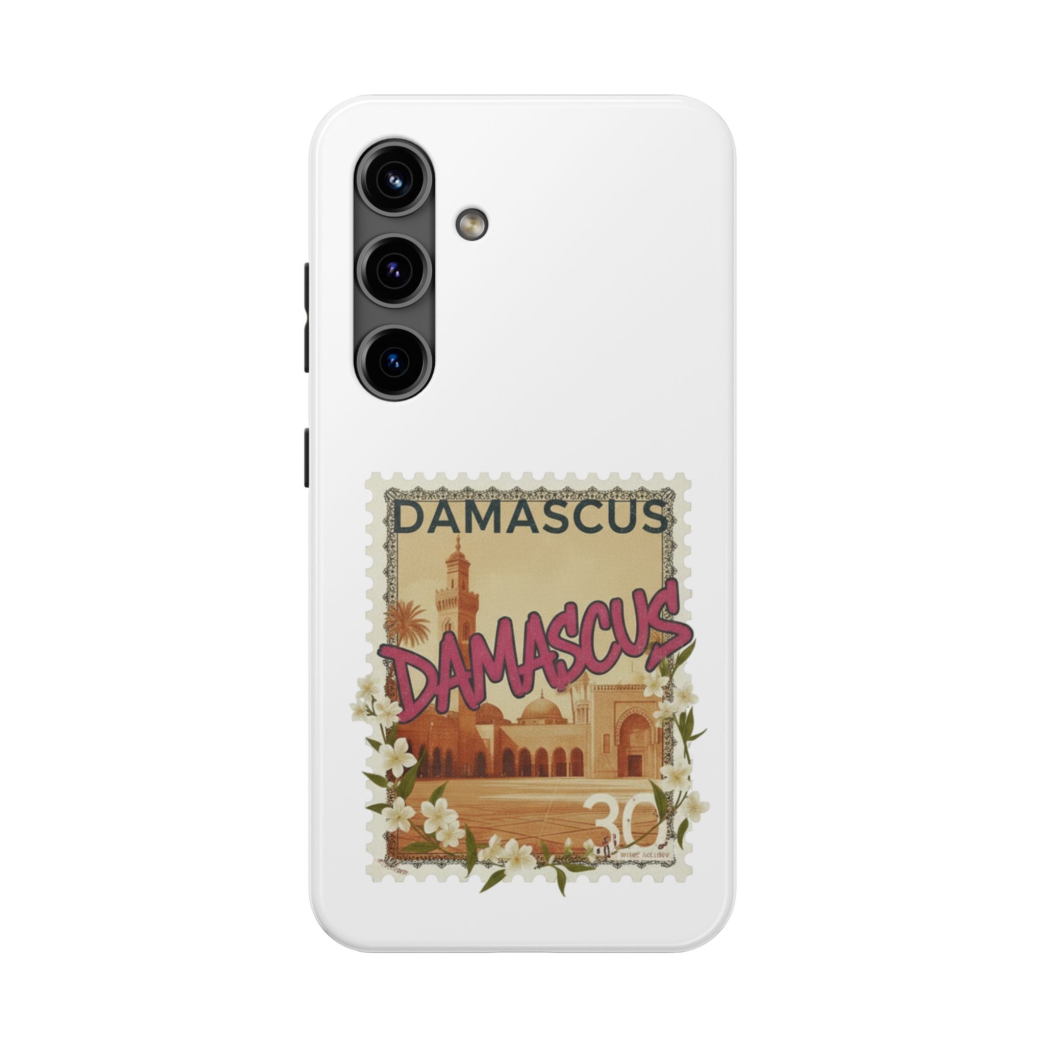Damascus Vintage Stamp Tough Phone Case — Retro Travel Phone Cover