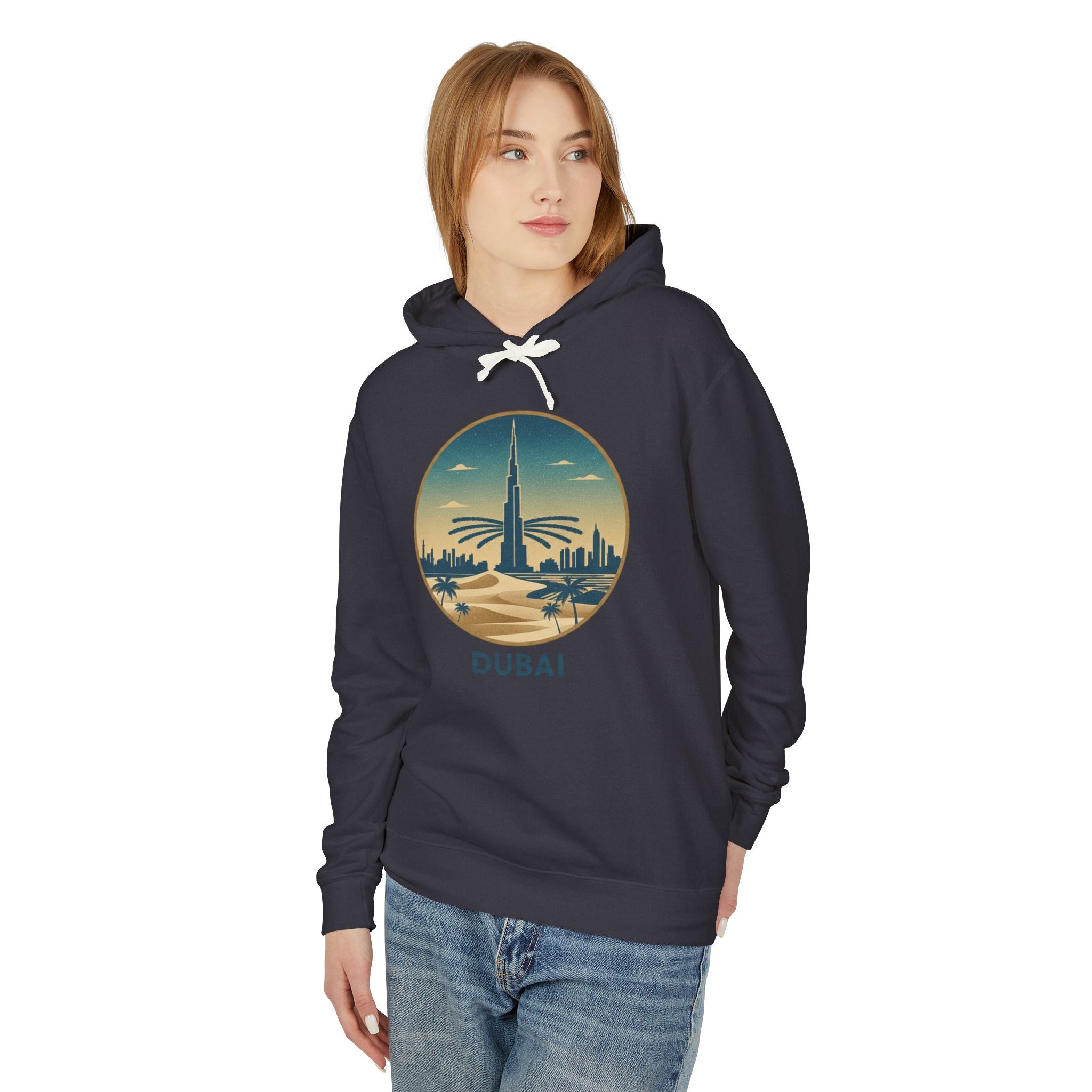 Dubai Skyline Hoodie — Vintage Desert Sunset Travel Sweatshirt