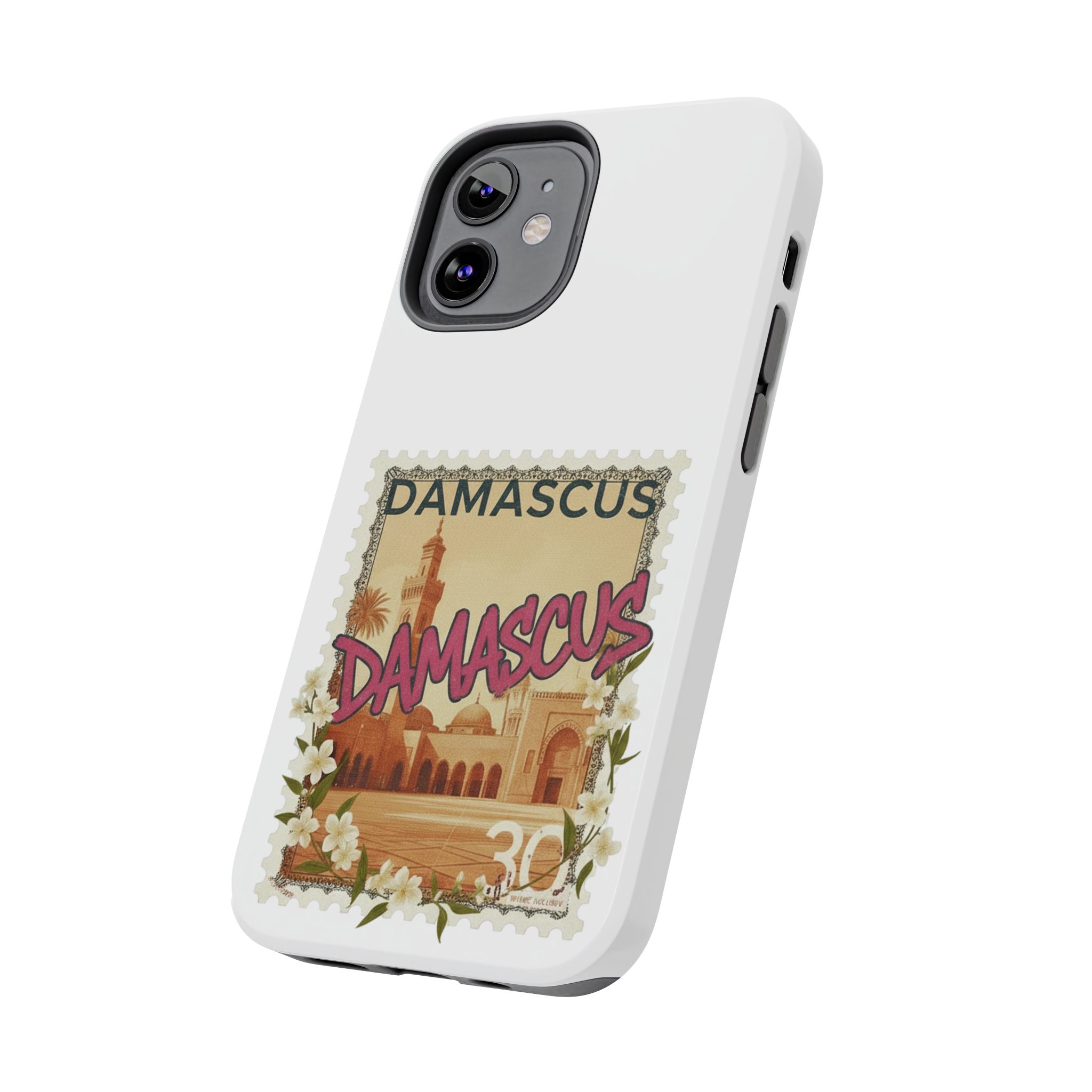 Damascus Vintage Stamp Tough Phone Case — Retro Travel Phone Cover