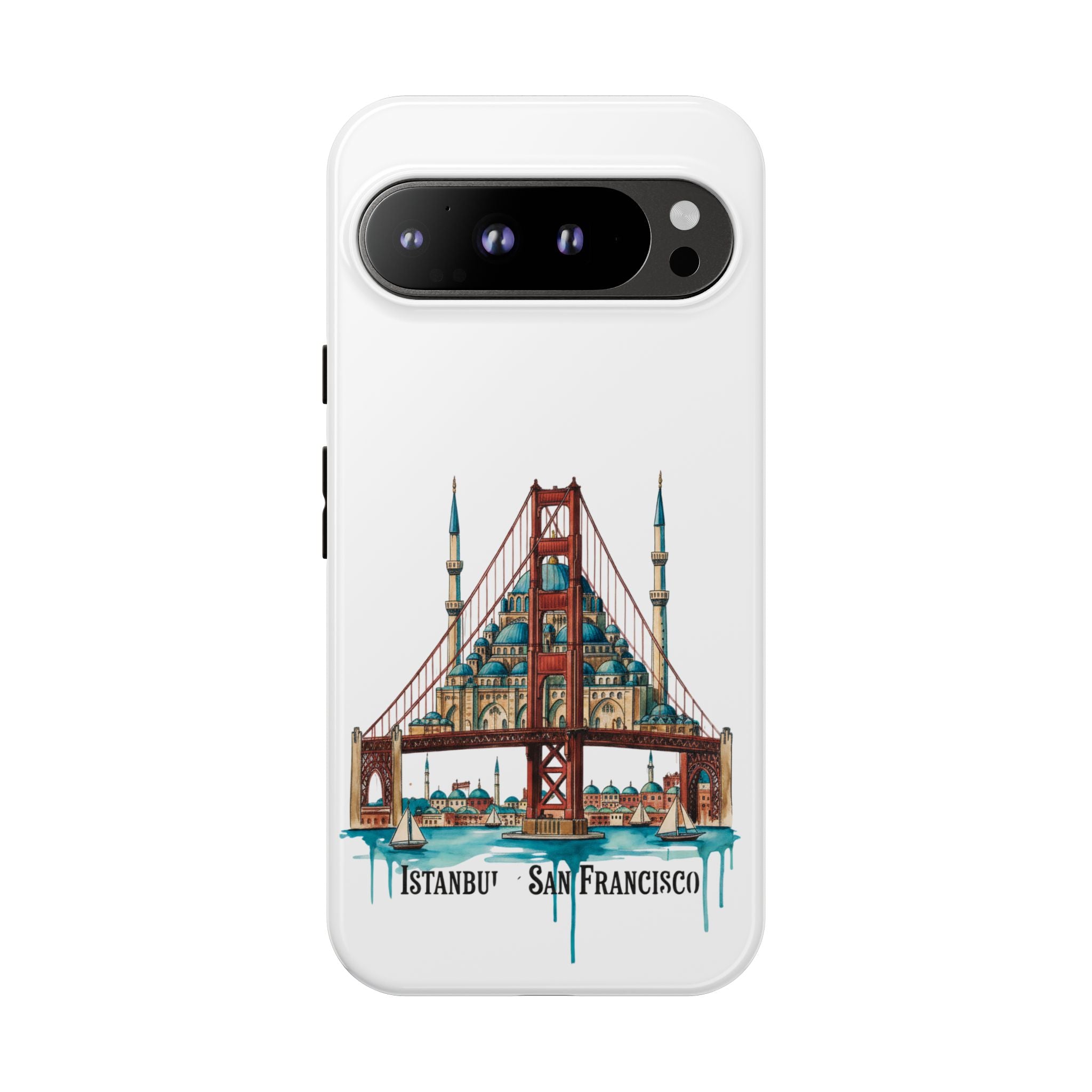 City Bridge Phone Case — Istanbul × San Francisco Illustrated Travel Design