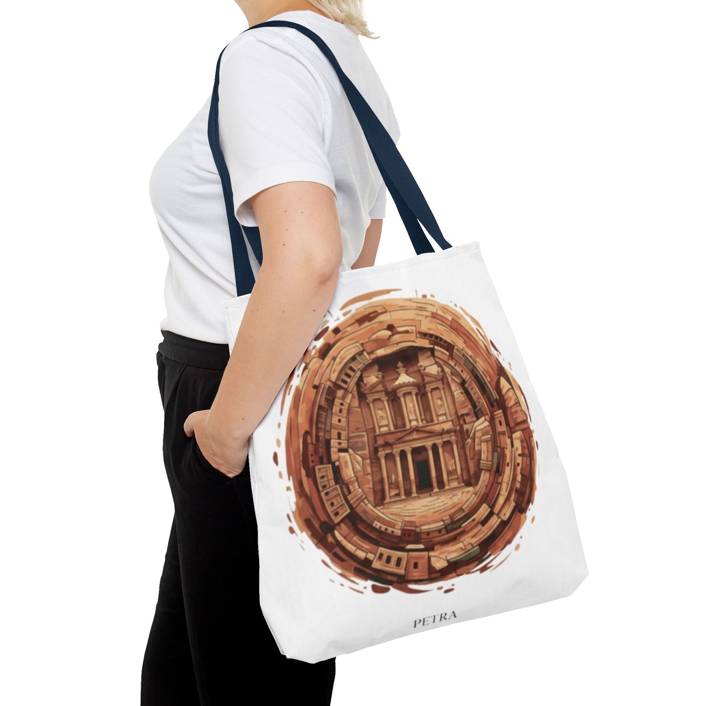 Petra Circle Art Tote Bag — Ancient Rose Sandstone Illustration