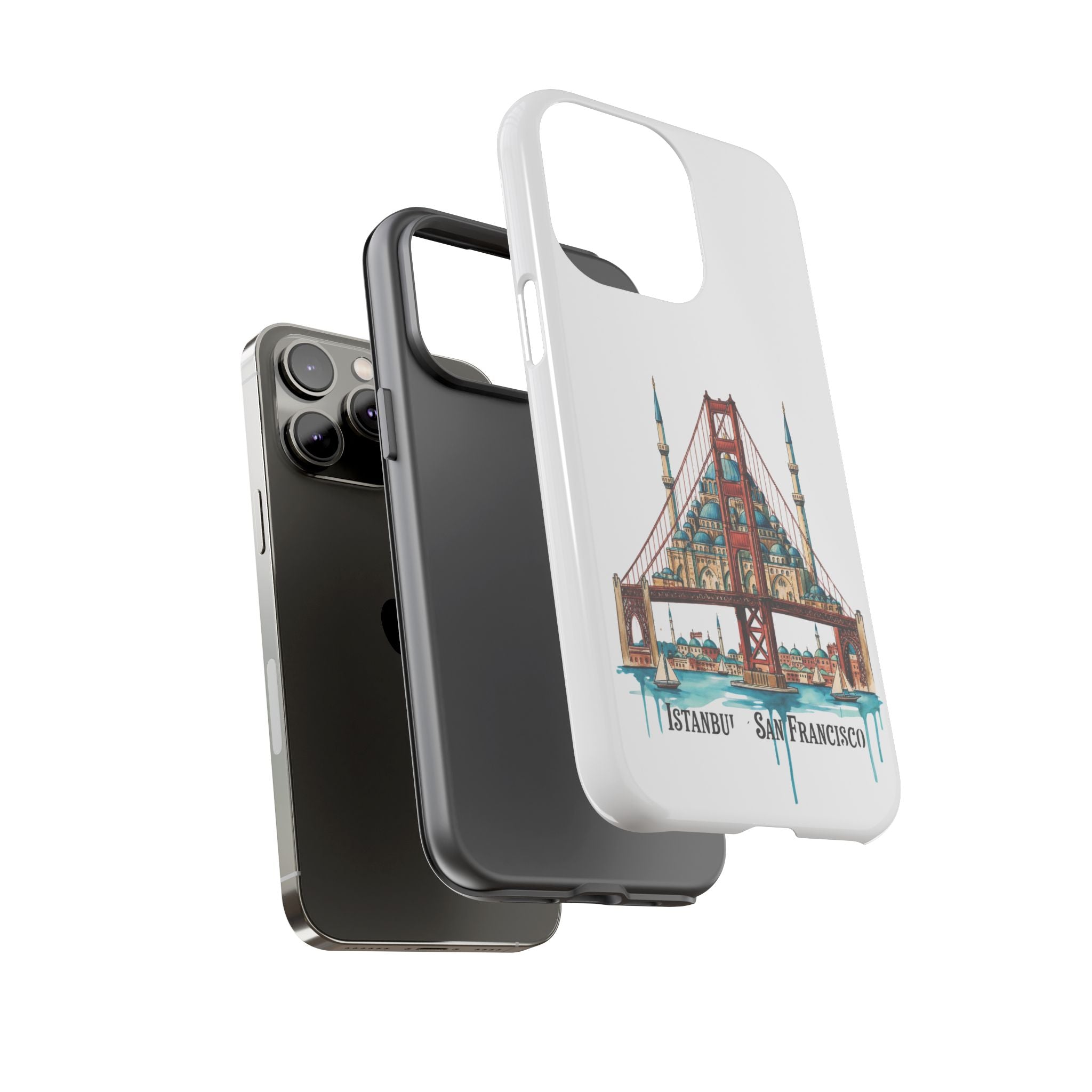 City Bridge Phone Case — Istanbul × San Francisco Illustrated Travel Design