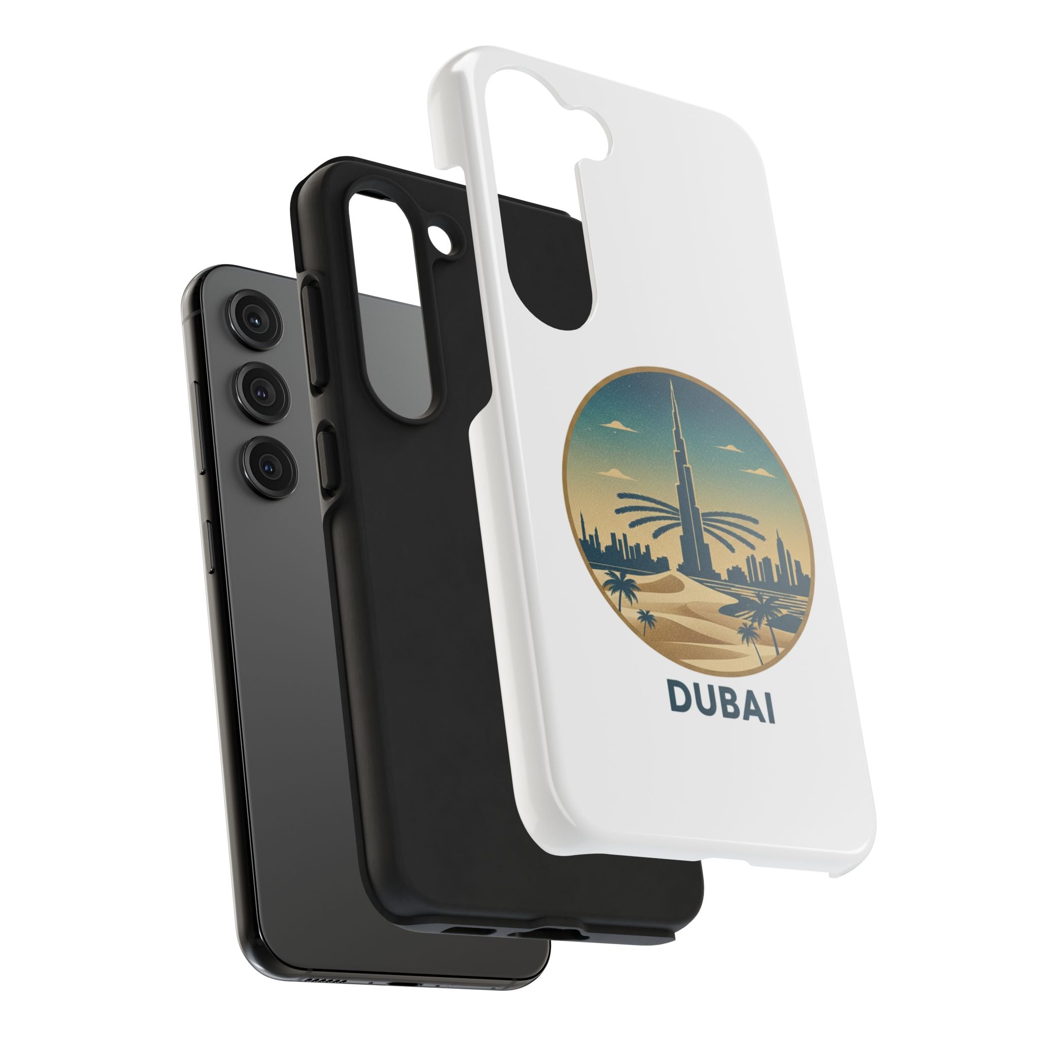 Dubai Skyline Tough Phone Case — Retro Desert Palm Travel Phone Cover