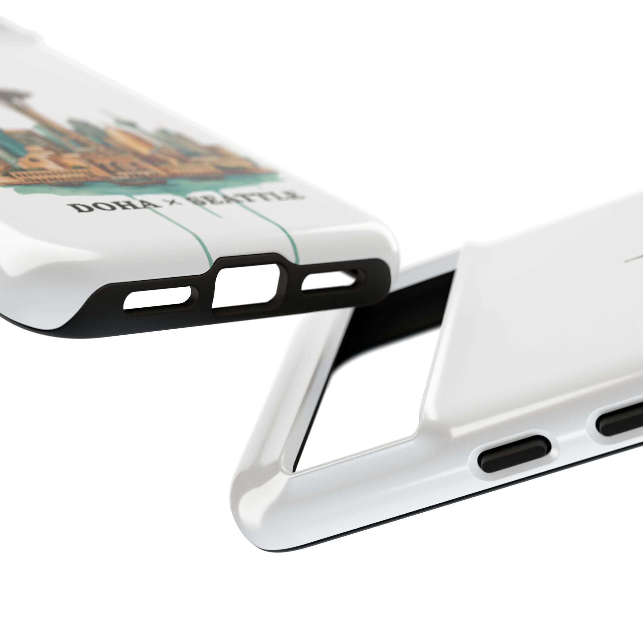 Doha x Seattle Skyline Tough Phone Case — Cityscape Protective Phone Cover