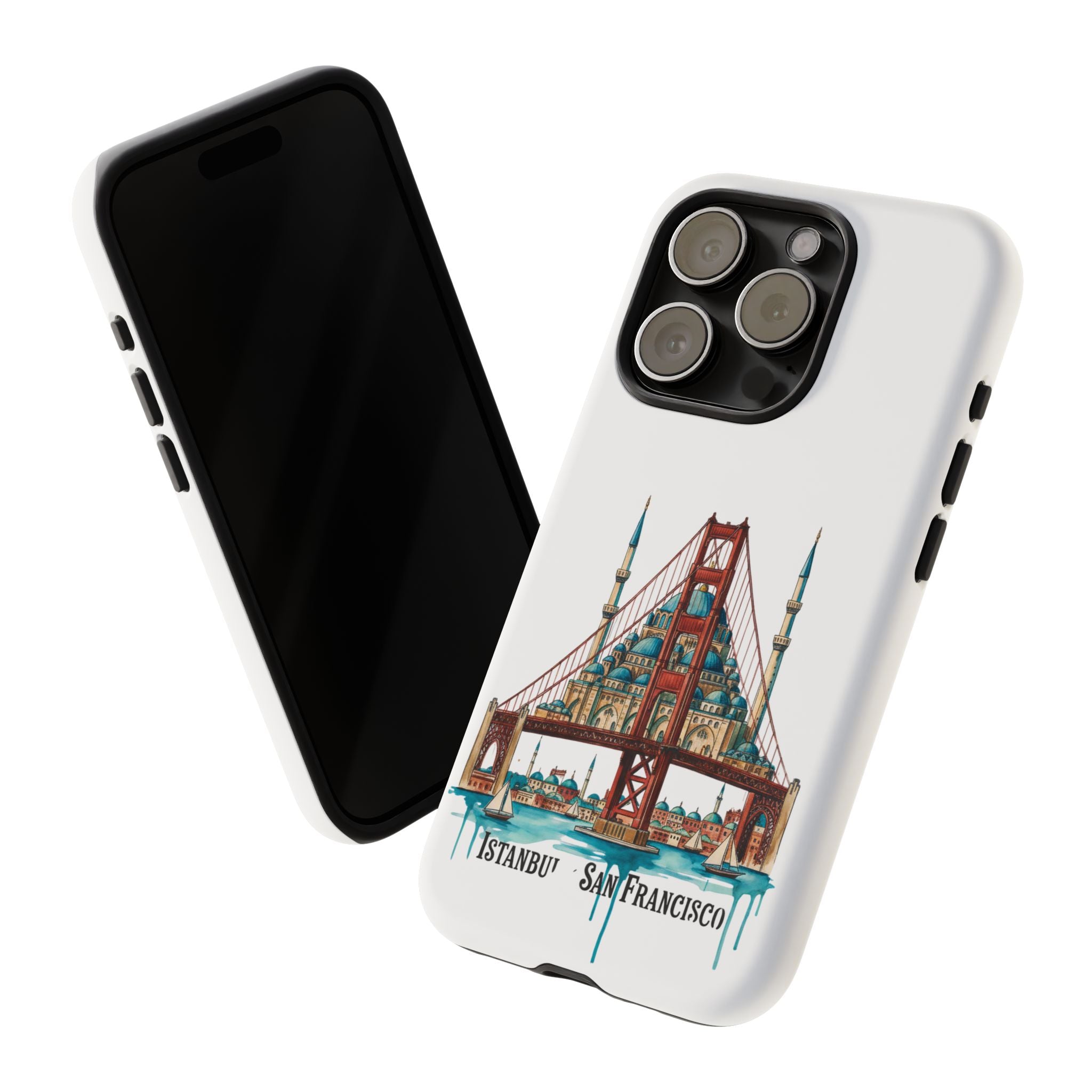 City Bridge Phone Case — Istanbul × San Francisco Illustrated Travel Design