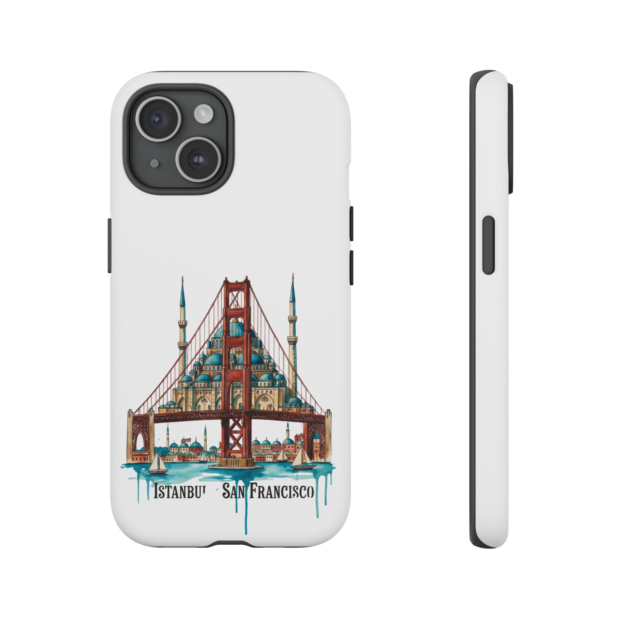 City Bridge Phone Case — Istanbul × San Francisco Illustrated Travel Design