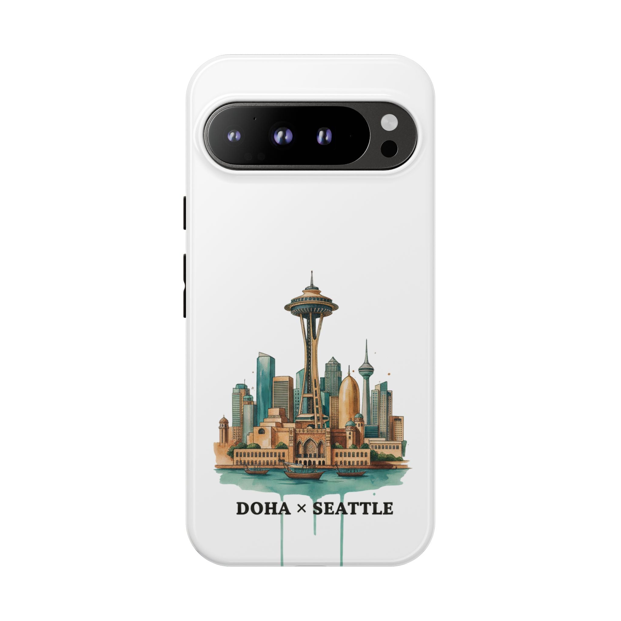 Doha x Seattle Skyline Tough Phone Case — Cityscape Protective Phone Cover