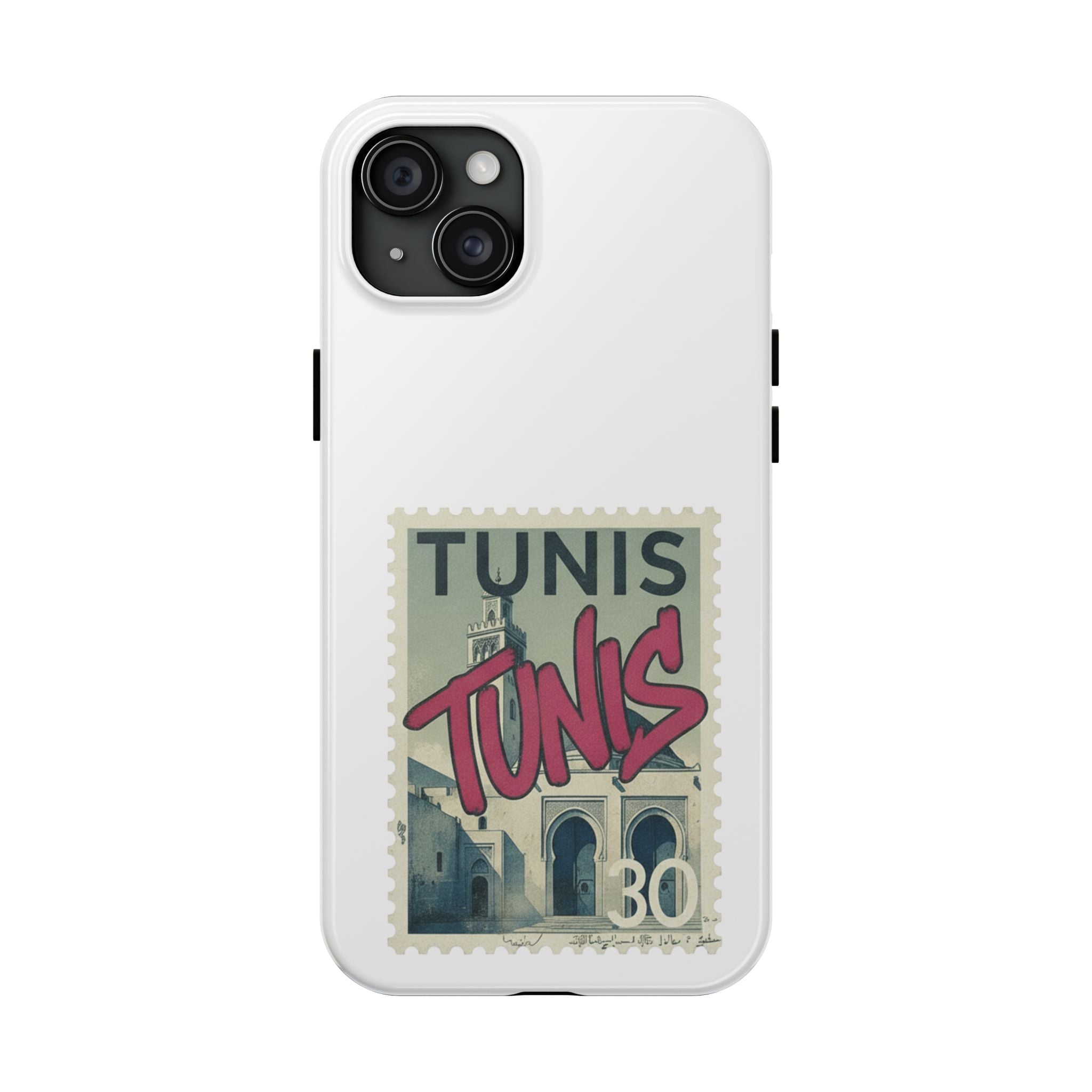 Tunis Vintage Stamp Tough Phone Case — Retro Tunisia Travel Phone Cover