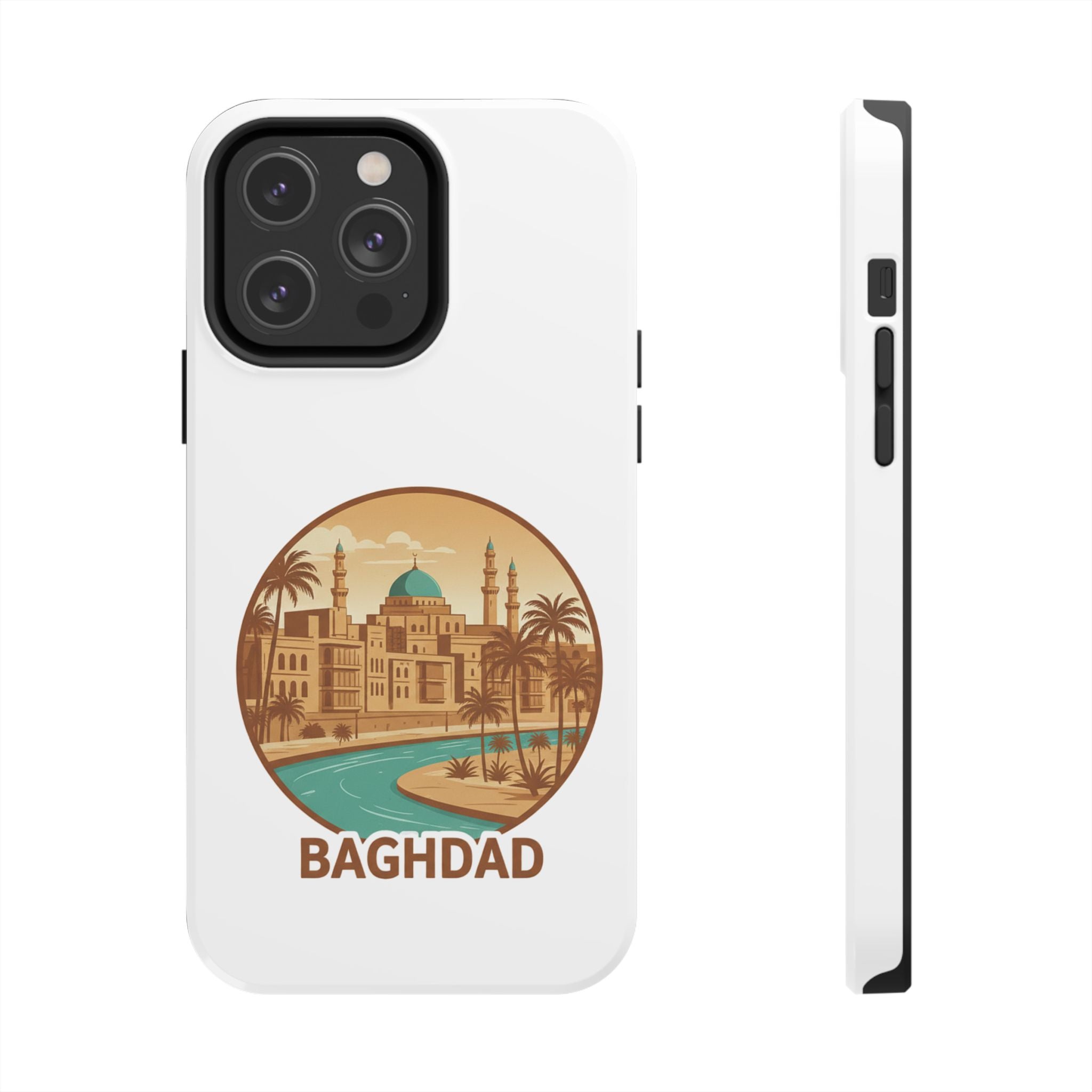 Baghdad Illustrated Tough Phone Case — Vintage Middle East Cityscape Protective Cover