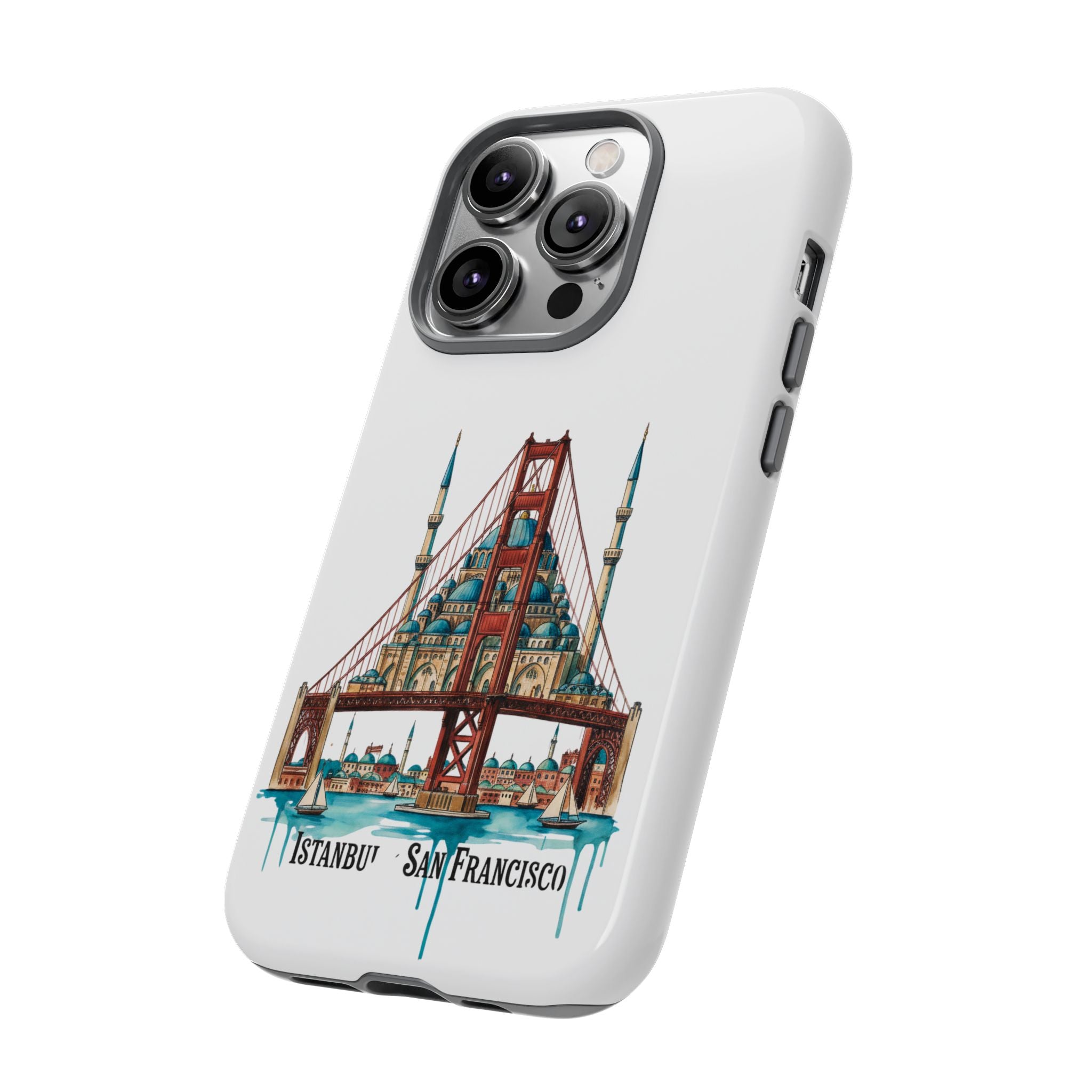 City Bridge Phone Case — Istanbul × San Francisco Illustrated Travel Design