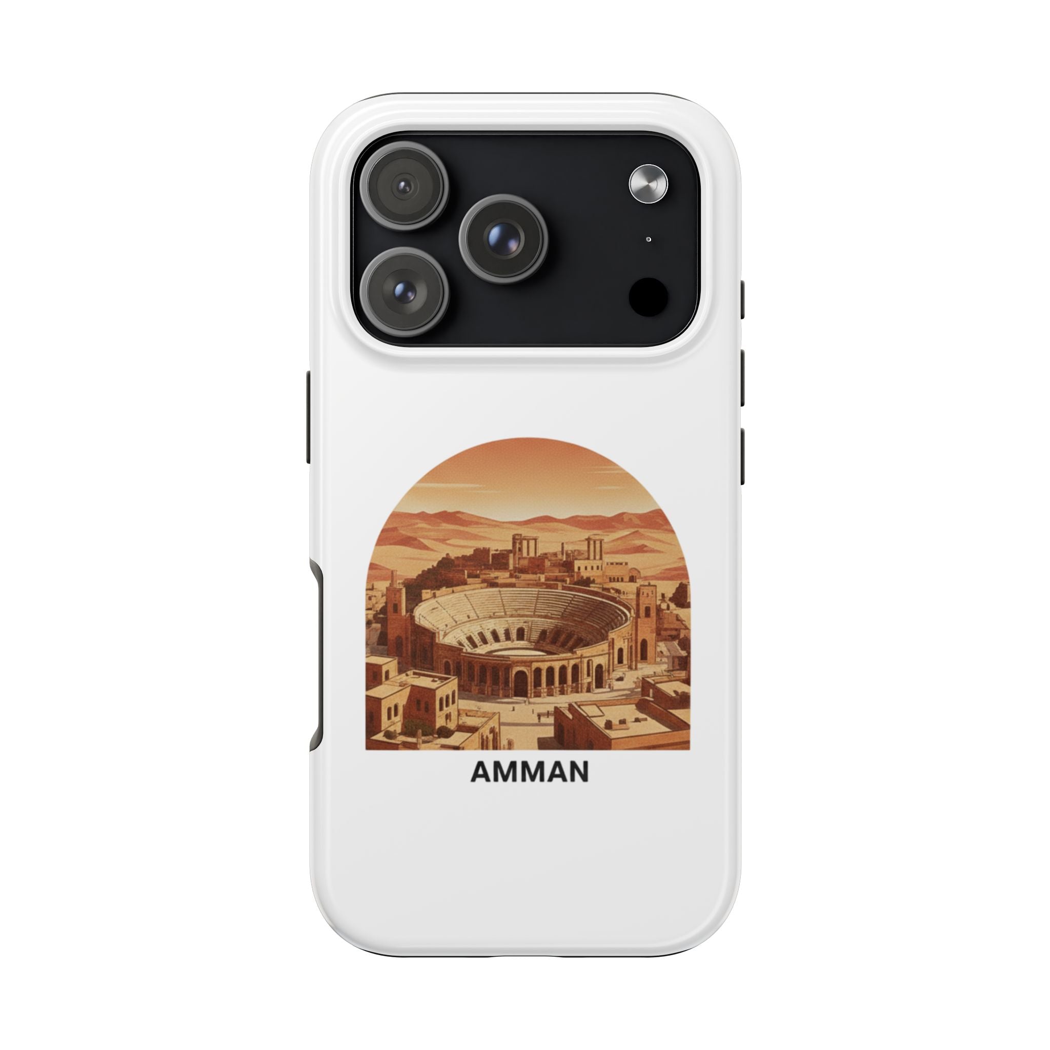 Amman Coliseum Tough Phone Case — Vintage Desert Cityscape Protective Cover