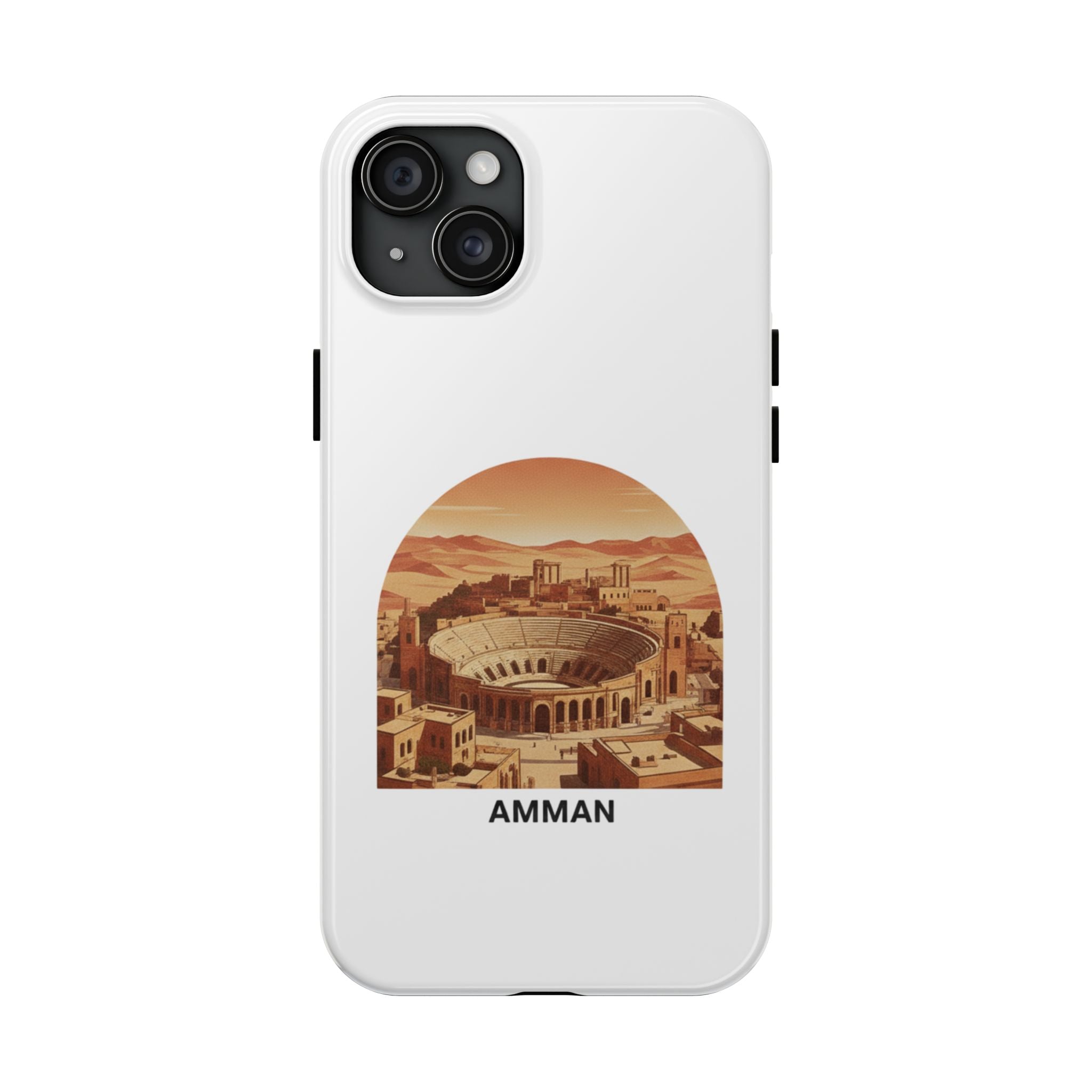 Amman Coliseum Tough Phone Case — Vintage Desert Cityscape Protective Cover