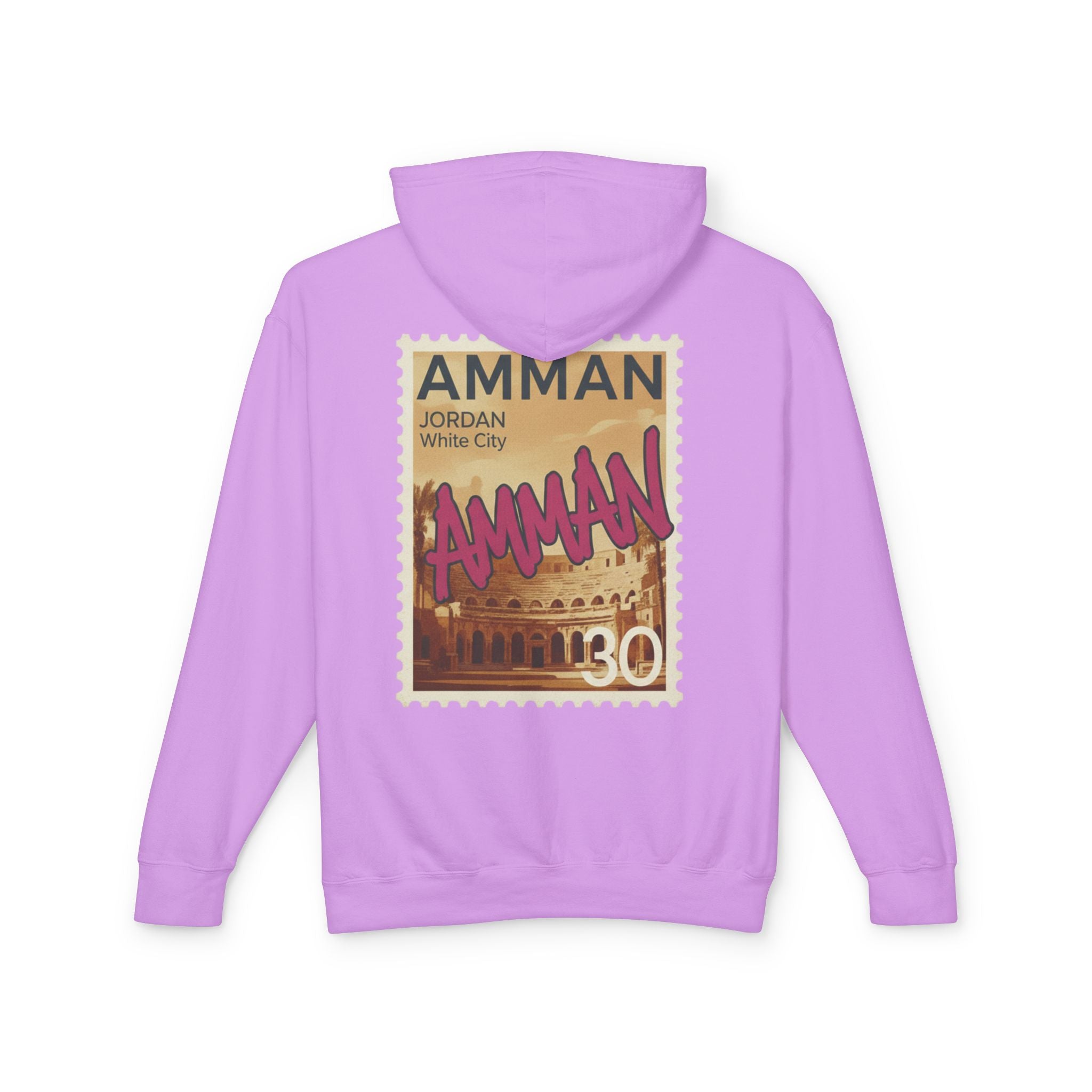 Amman Stamp Hoodie — Vintage Jordan Travel Graphic Sweatshirt