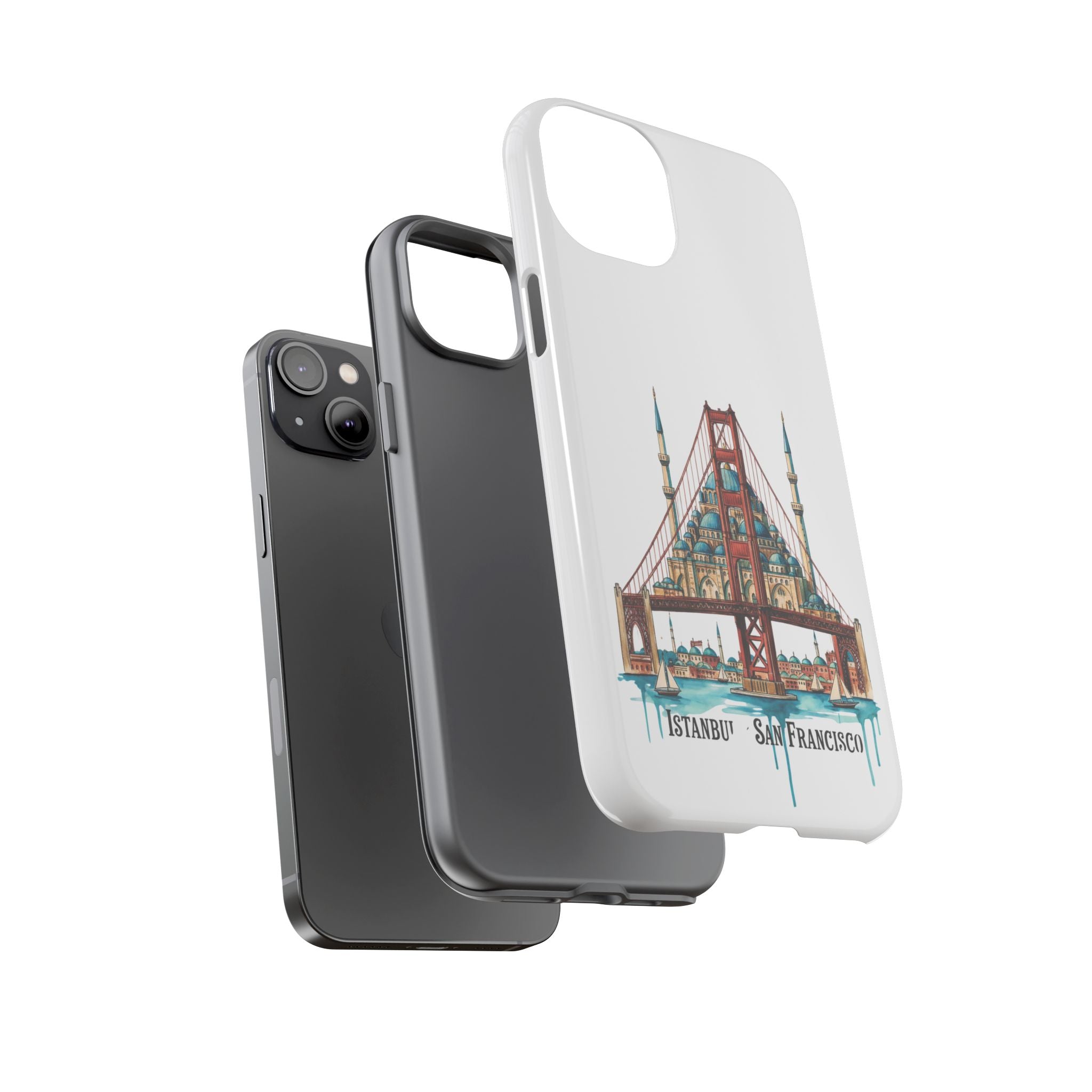City Bridge Phone Case — Istanbul × San Francisco Illustrated Travel Design