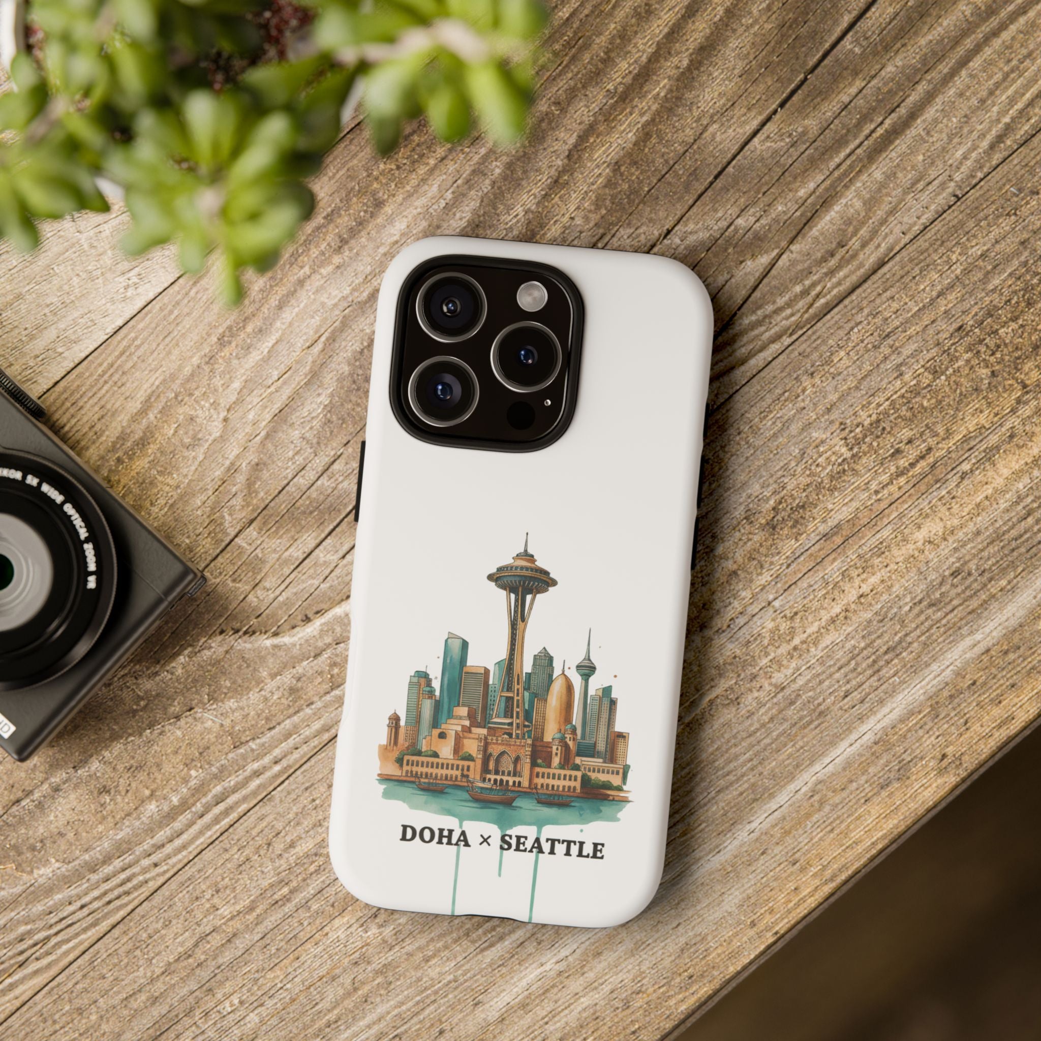 Doha x Seattle Skyline Tough Phone Case — Cityscape Protective Phone Cover