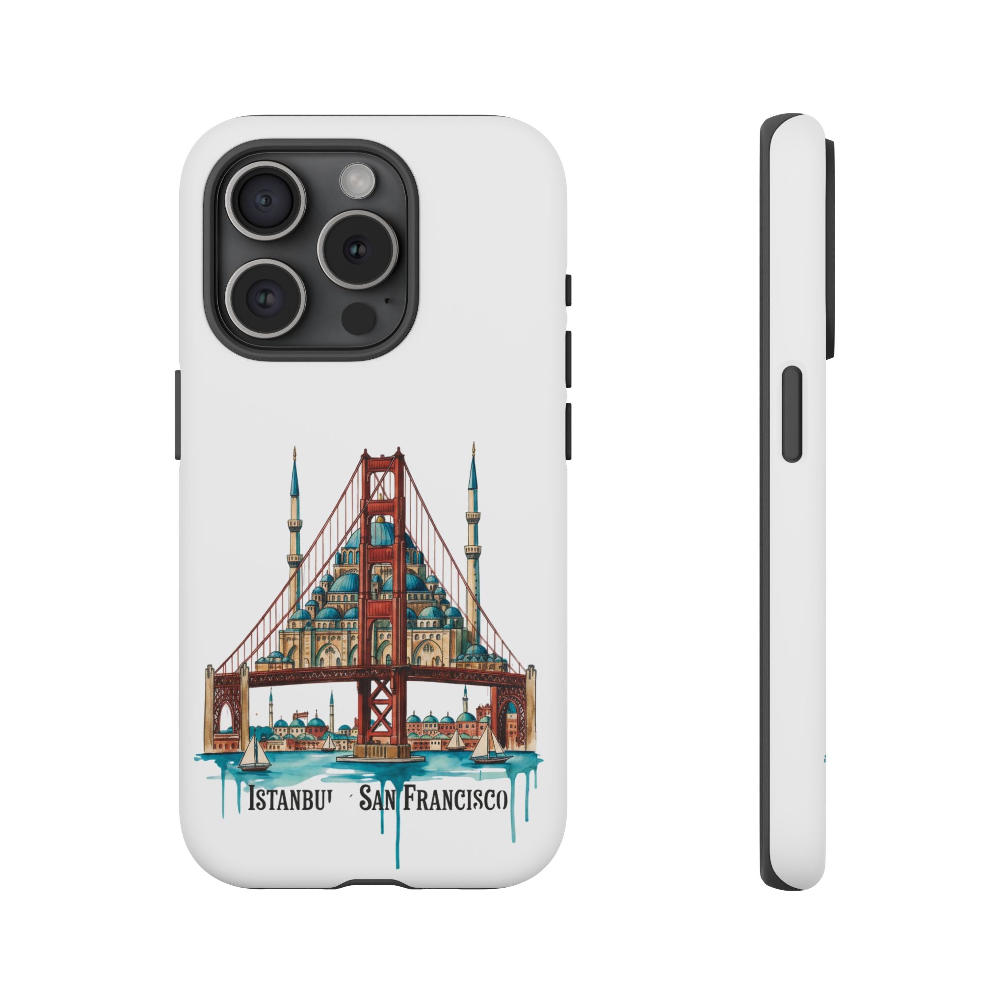 City Bridge Phone Case — Istanbul × San Francisco Illustrated Travel Design