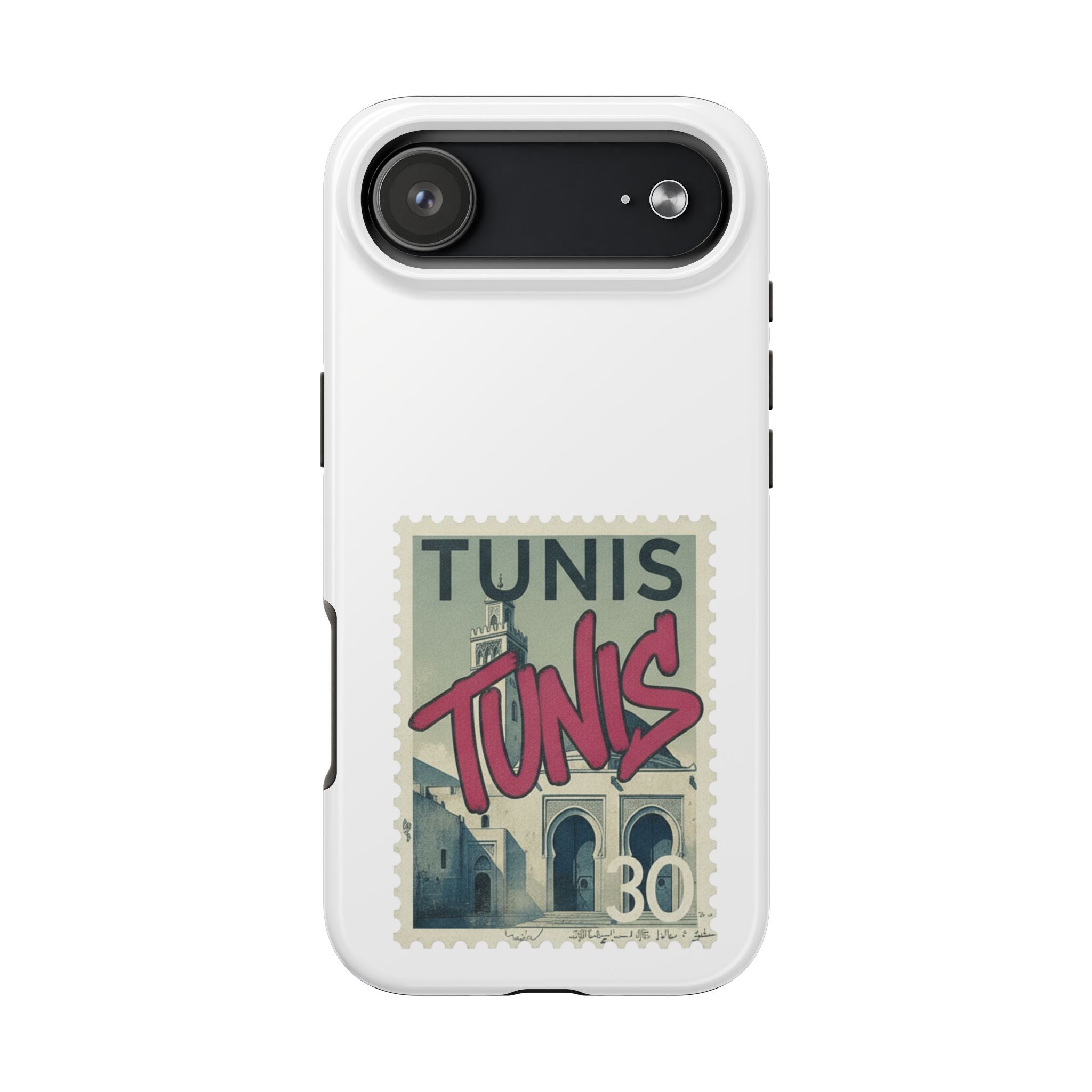 Tunis Vintage Stamp Tough Phone Case — Retro Tunisia Travel Phone Cover