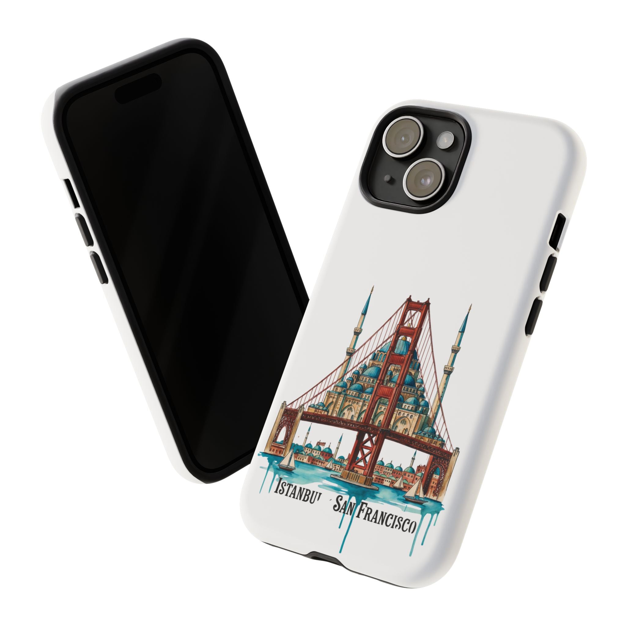 City Bridge Phone Case — Istanbul × San Francisco Illustrated Travel Design