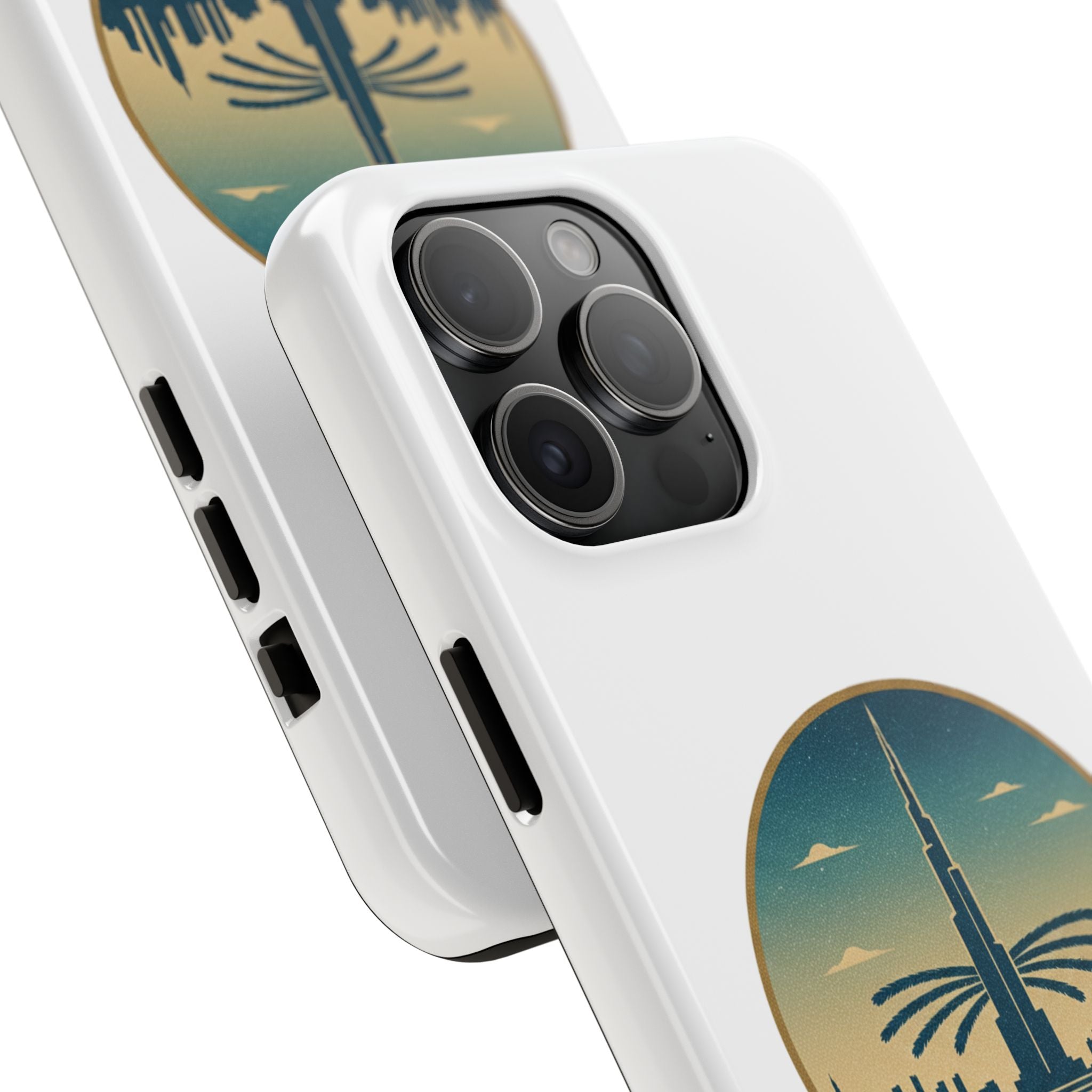 Dubai Skyline Tough Phone Case — Retro Desert Palm Travel Phone Cover