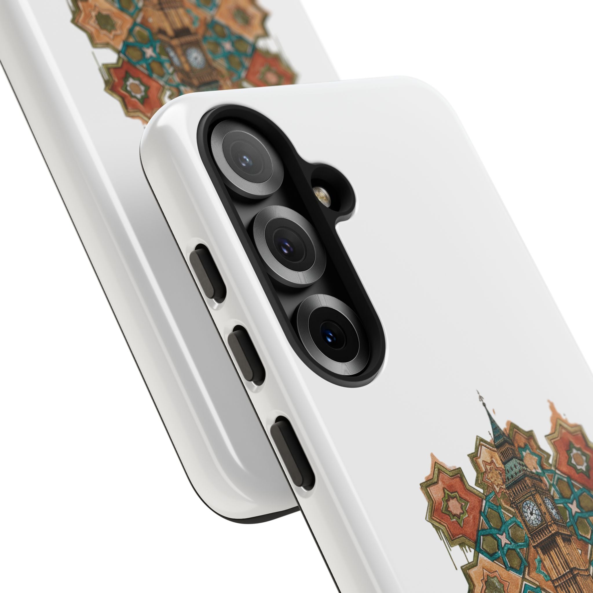 Cairo × London Phone Case — Vintage Mosaic Pyramids & Big Ben Travel Design