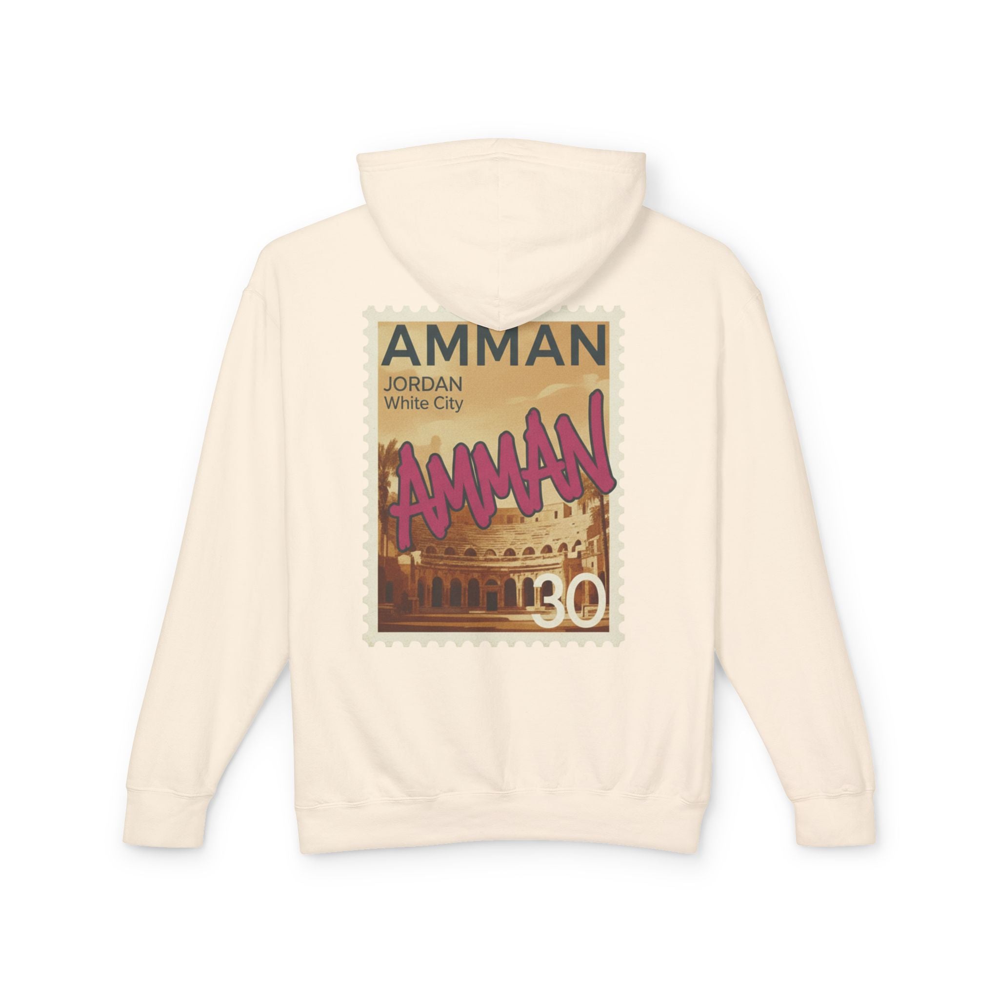Amman Stamp Hoodie — Vintage Jordan Travel Graphic Sweatshirt