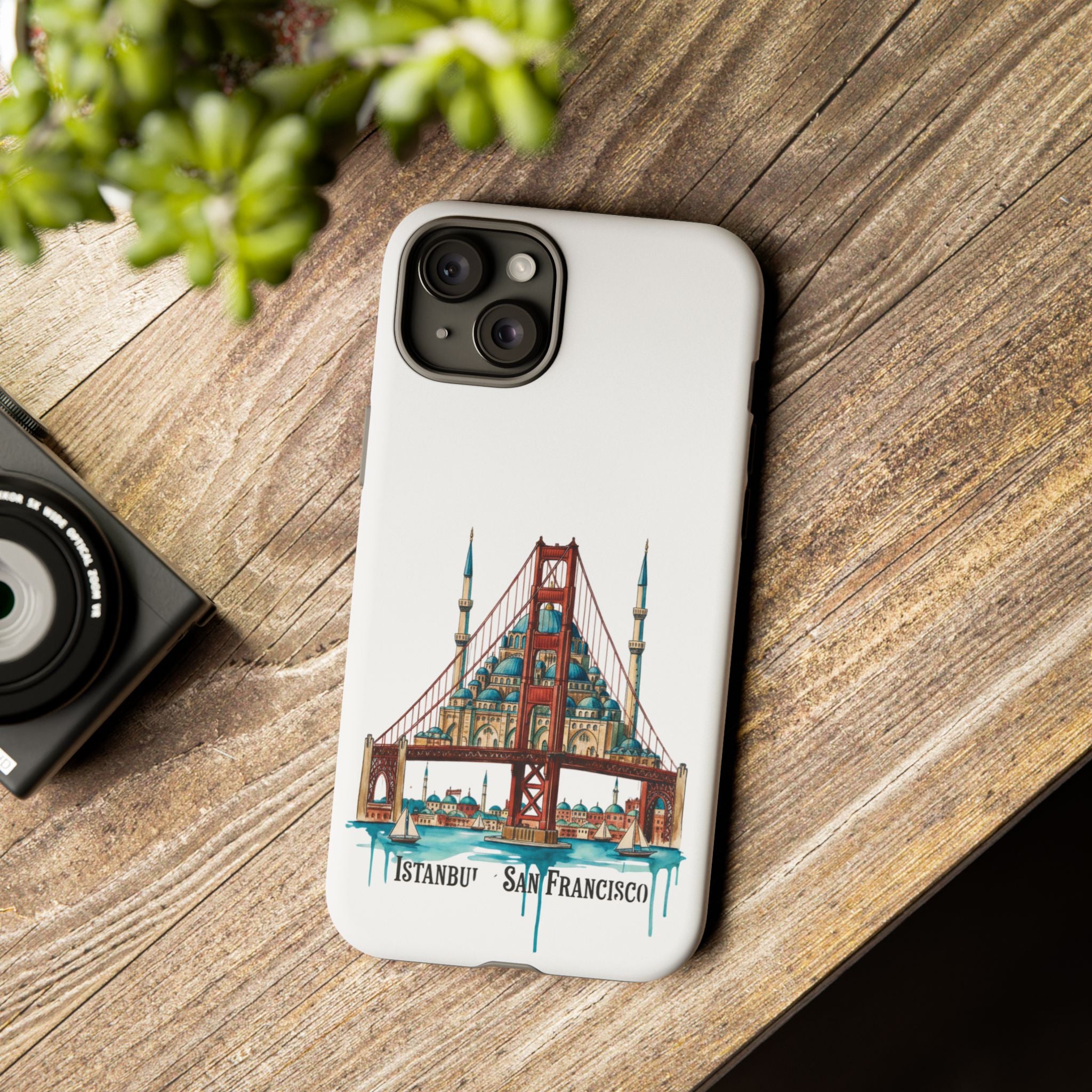 City Bridge Phone Case — Istanbul × San Francisco Illustrated Travel Design