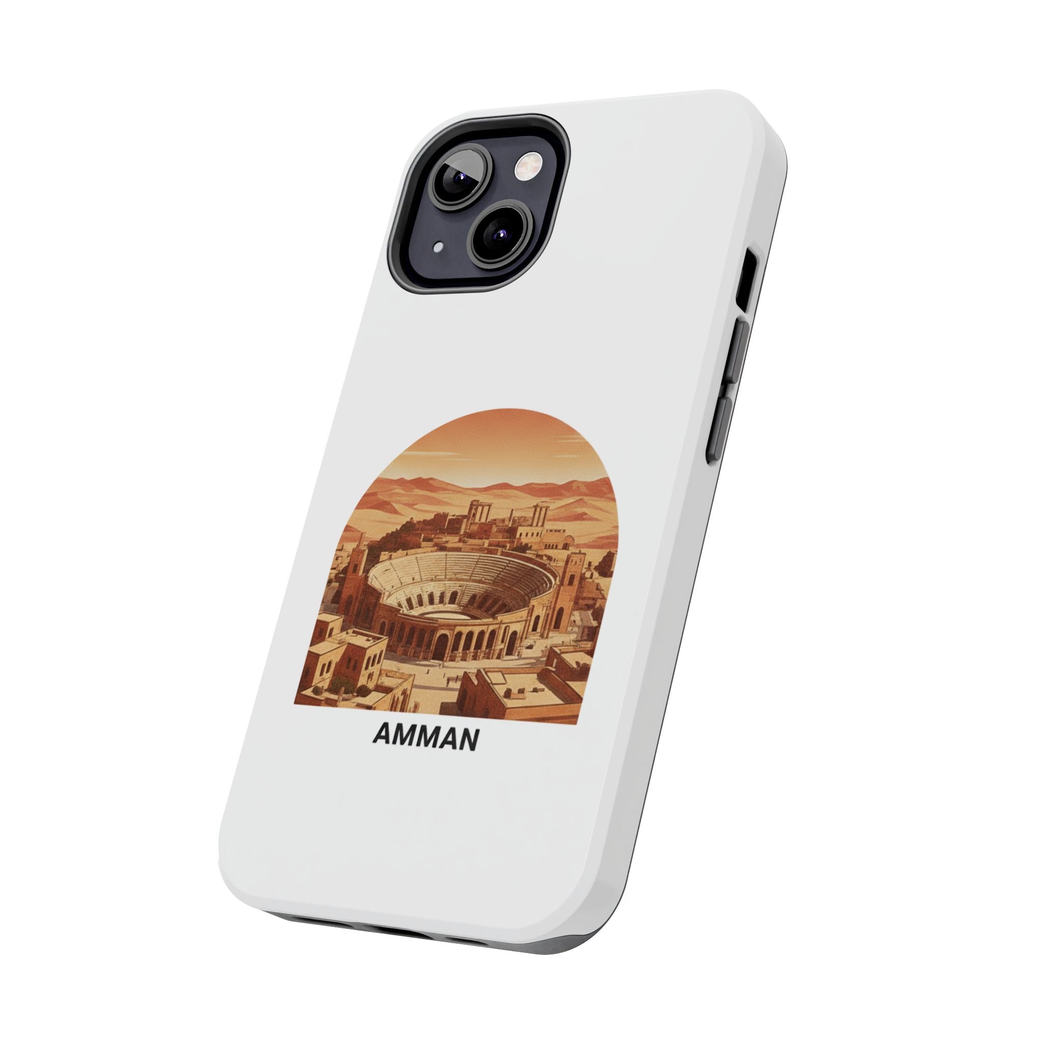 Amman Coliseum Tough Phone Case — Vintage Desert Cityscape Protective Cover
