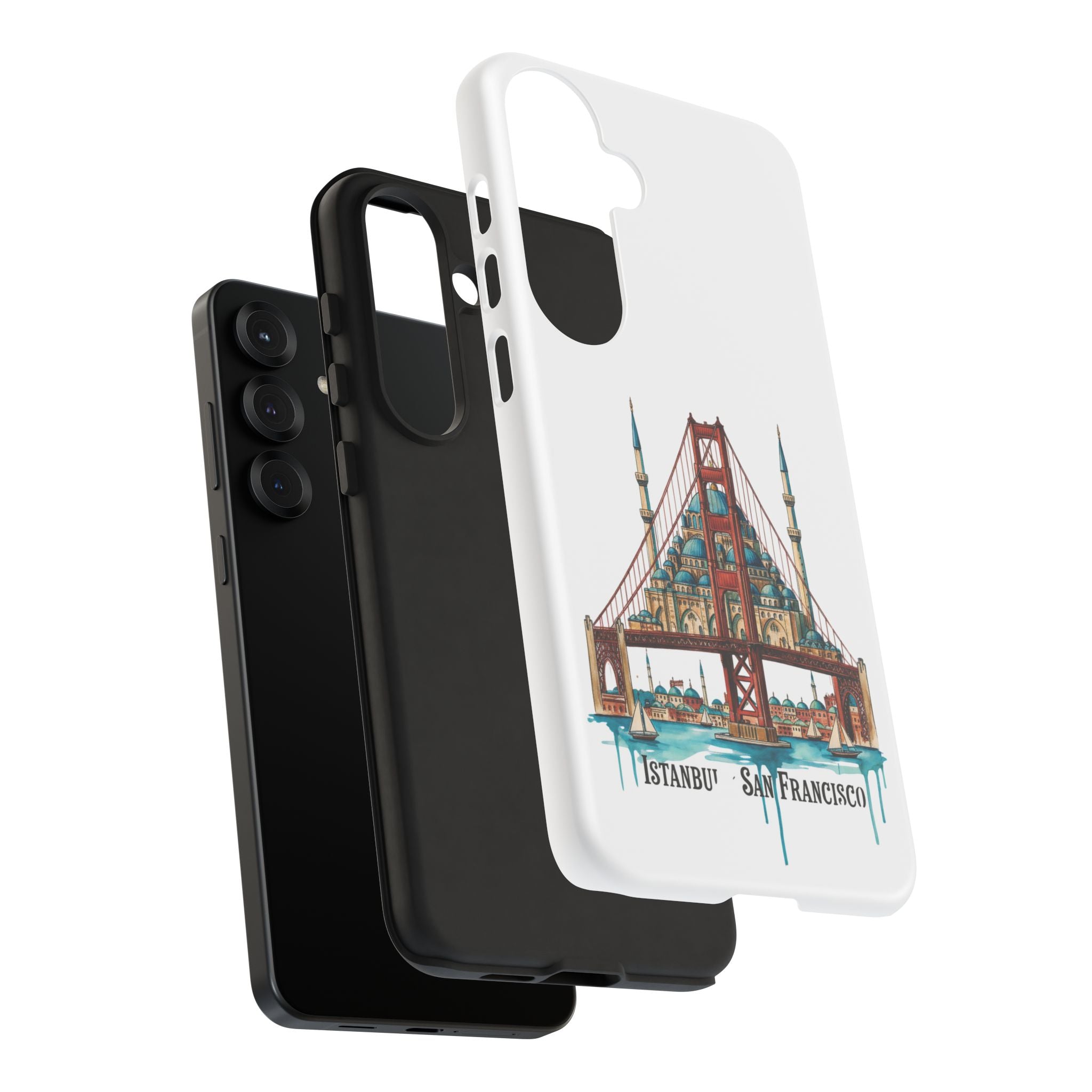 City Bridge Phone Case — Istanbul × San Francisco Illustrated Travel Design