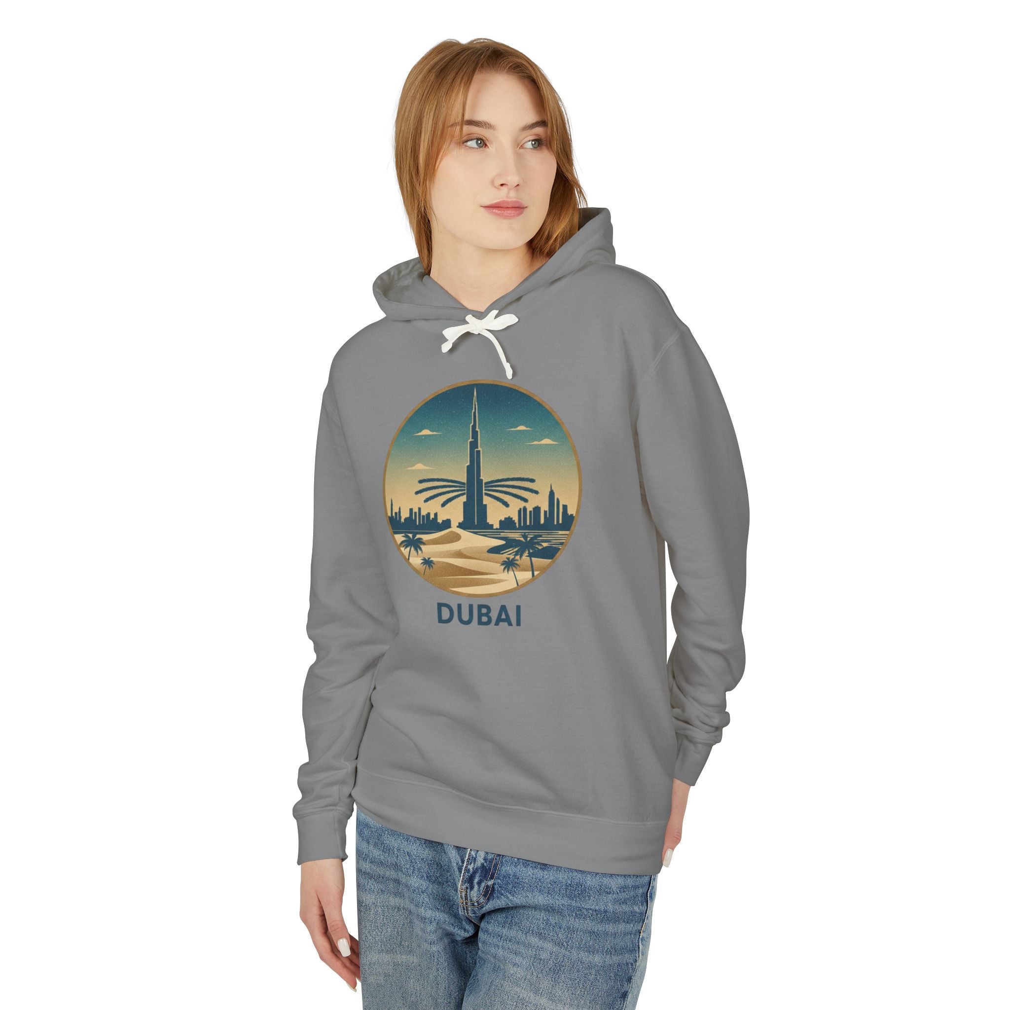 Dubai Skyline Hoodie — Vintage Desert Sunset Travel Sweatshirt