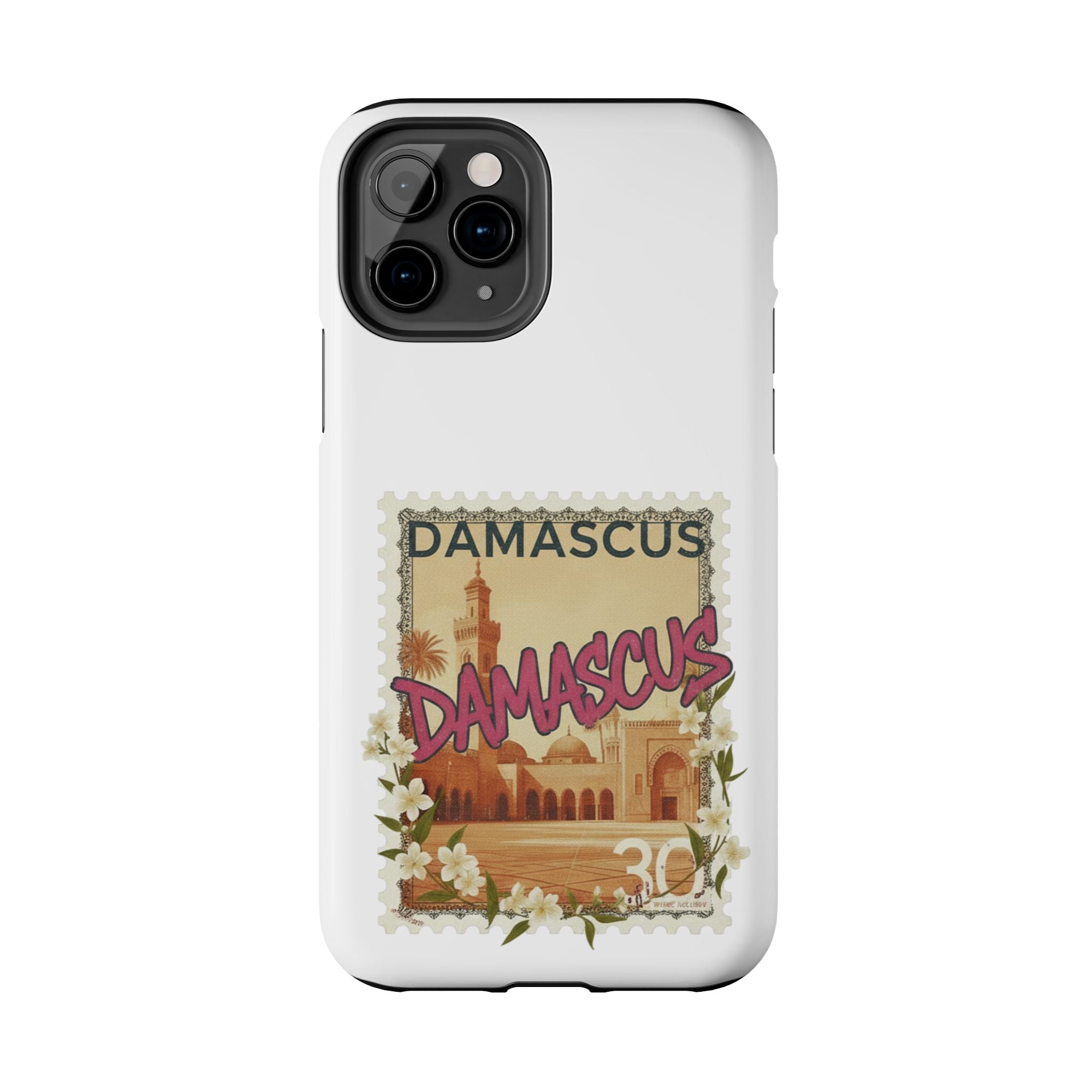 Damascus Vintage Stamp Tough Phone Case — Retro Travel Phone Cover