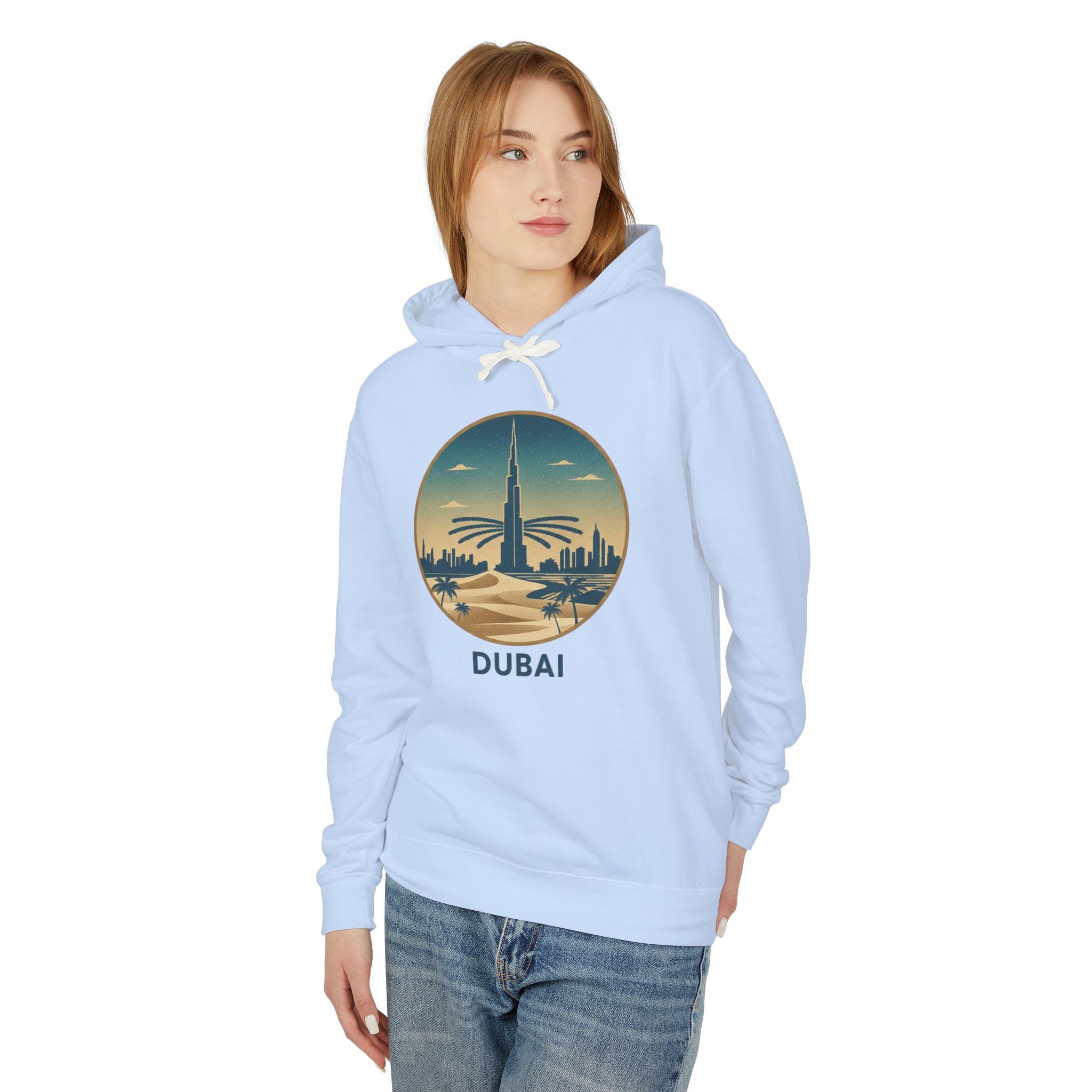 Dubai Skyline Hoodie — Vintage Desert Sunset Travel Sweatshirt