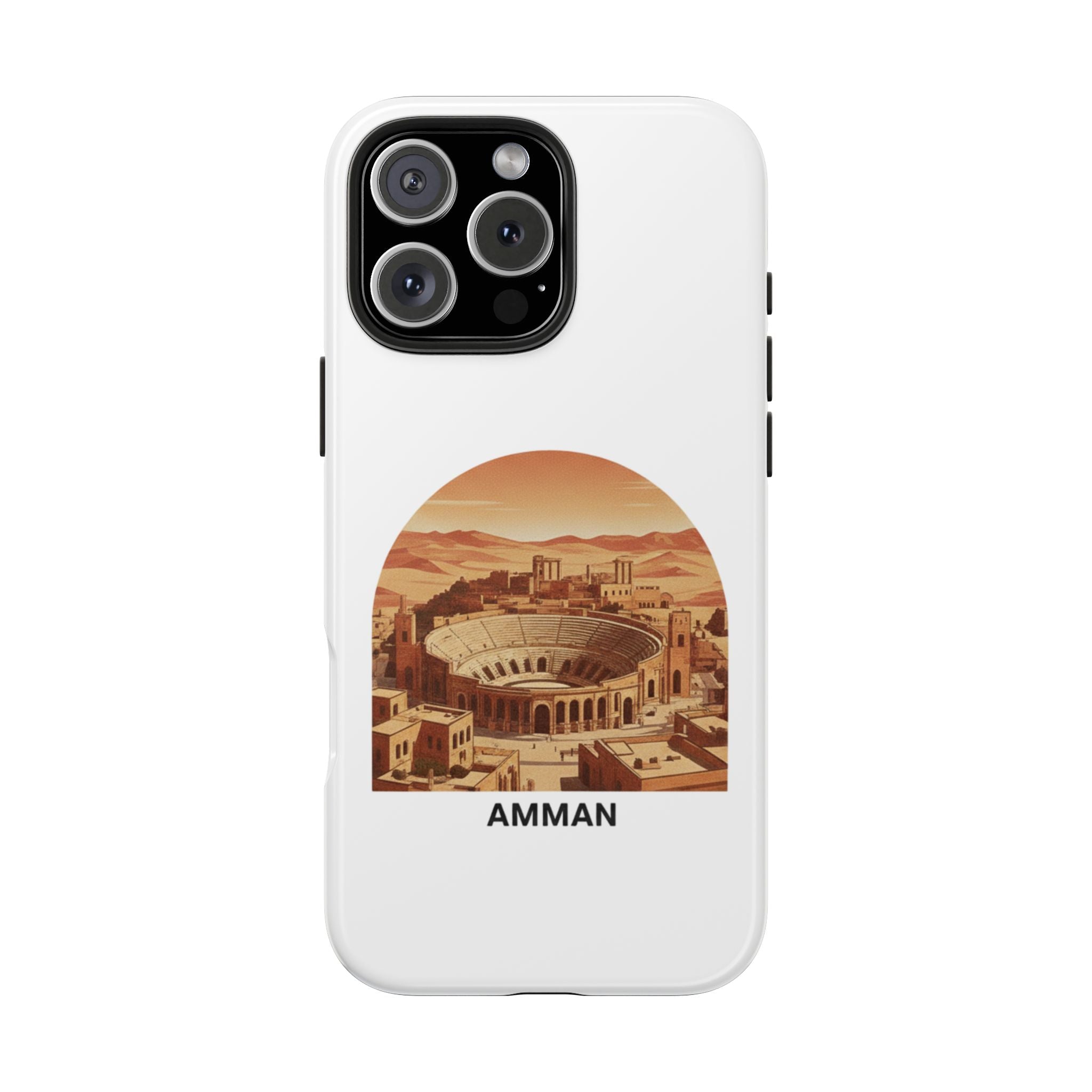Amman Coliseum Tough Phone Case — Vintage Desert Cityscape Protective Cover