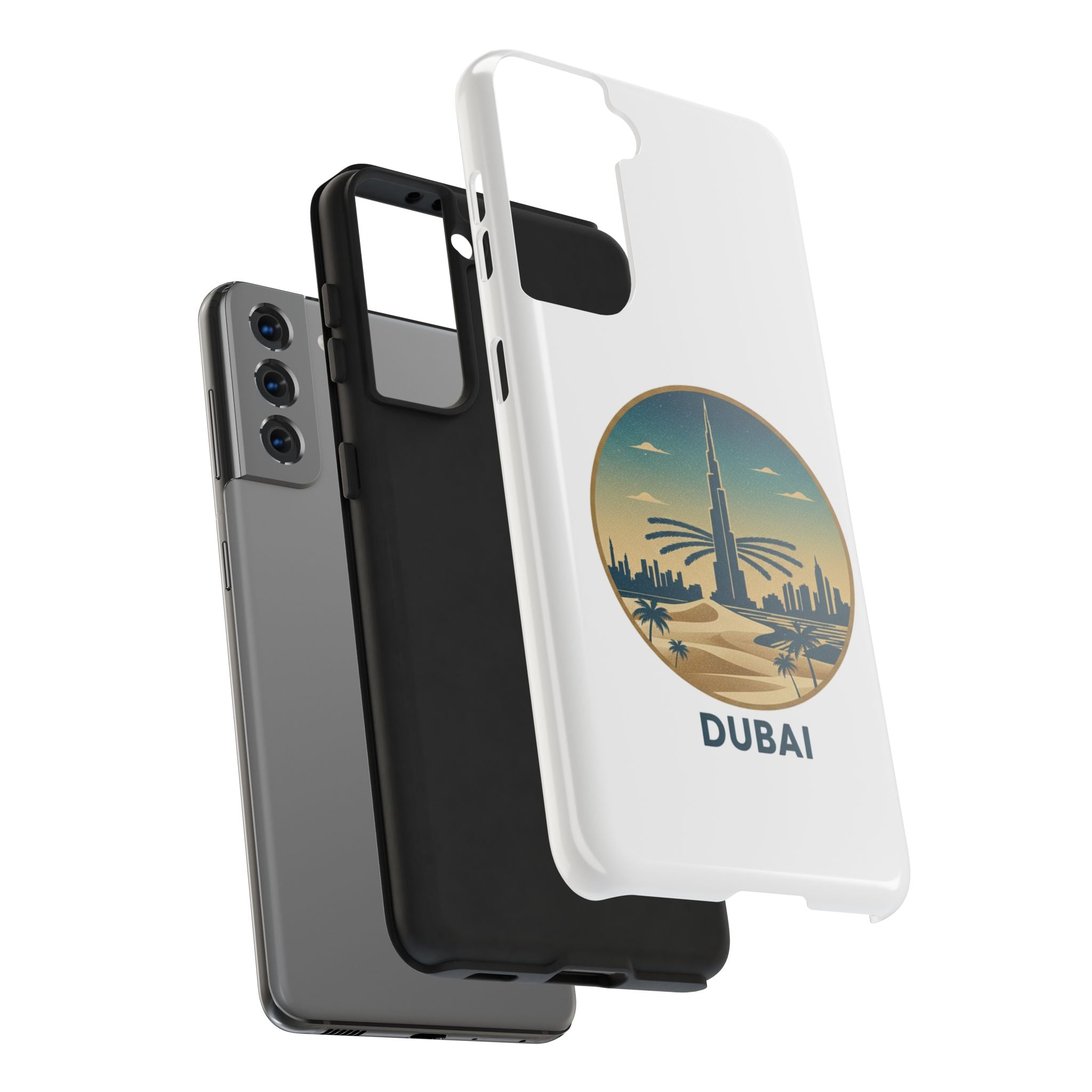 Dubai Skyline Tough Phone Case — Retro Desert Palm Travel Phone Cover