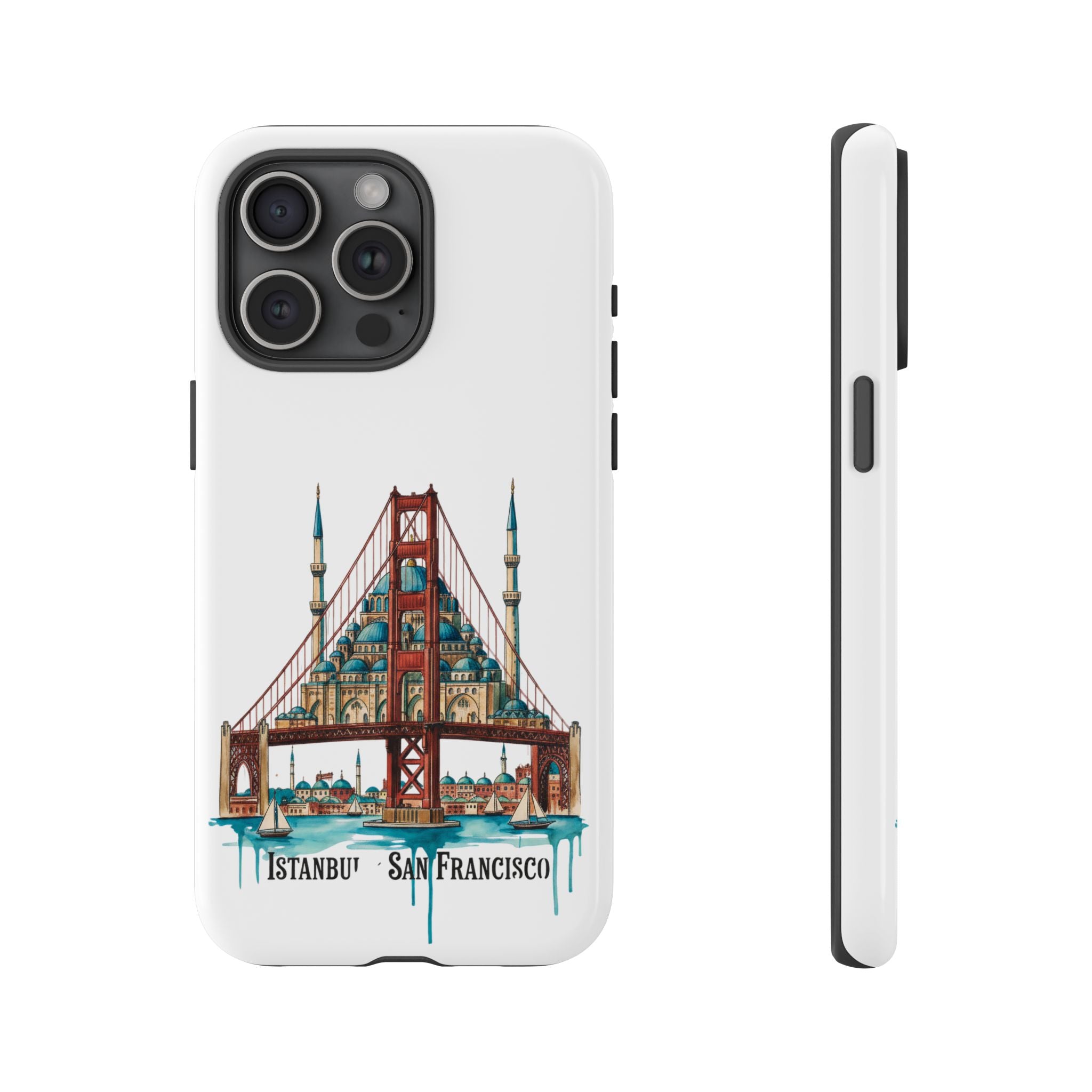 City Bridge Phone Case — Istanbul × San Francisco Illustrated Travel Design