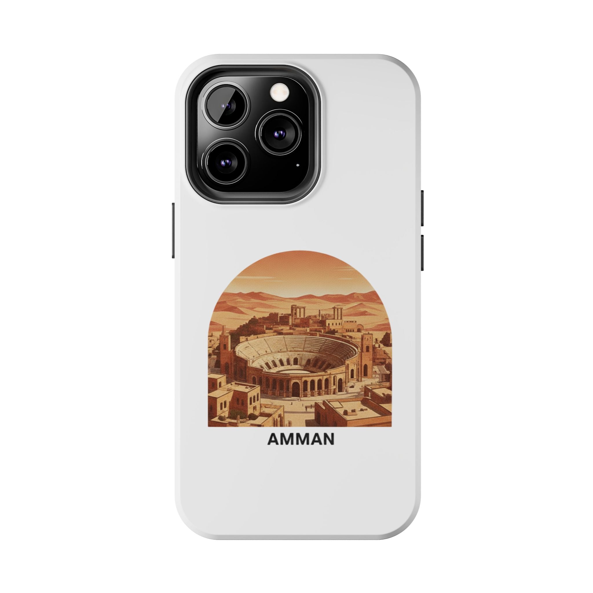 Amman Coliseum Tough Phone Case — Vintage Desert Cityscape Protective Cover