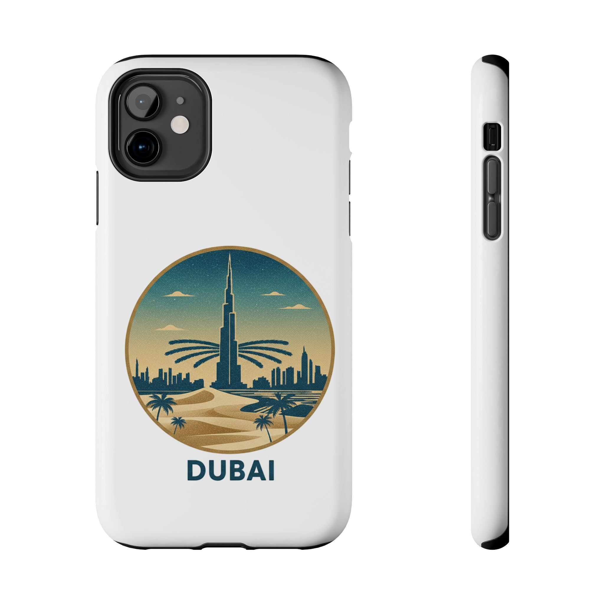 Dubai Skyline Tough Phone Case — Retro Desert Palm Travel Phone Cover