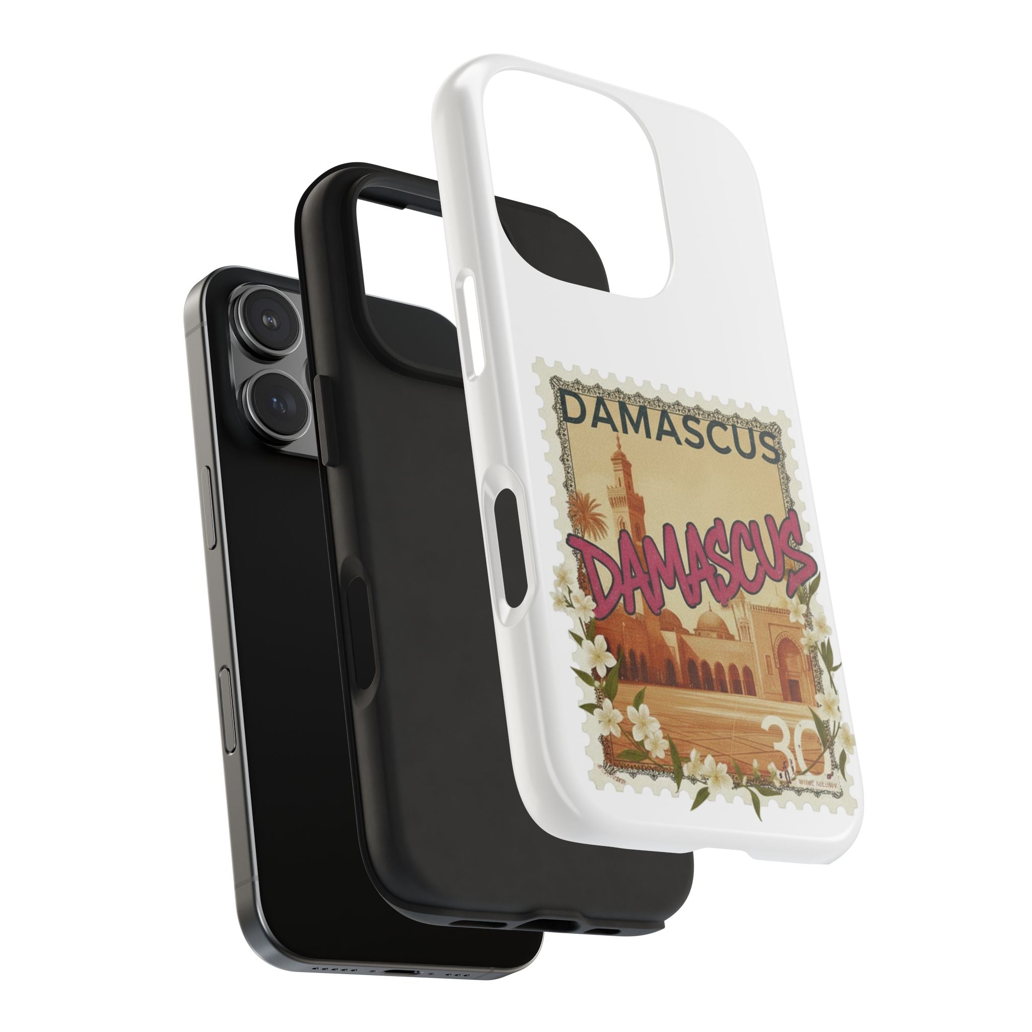 Damascus Vintage Stamp Tough Phone Case — Retro Travel Phone Cover