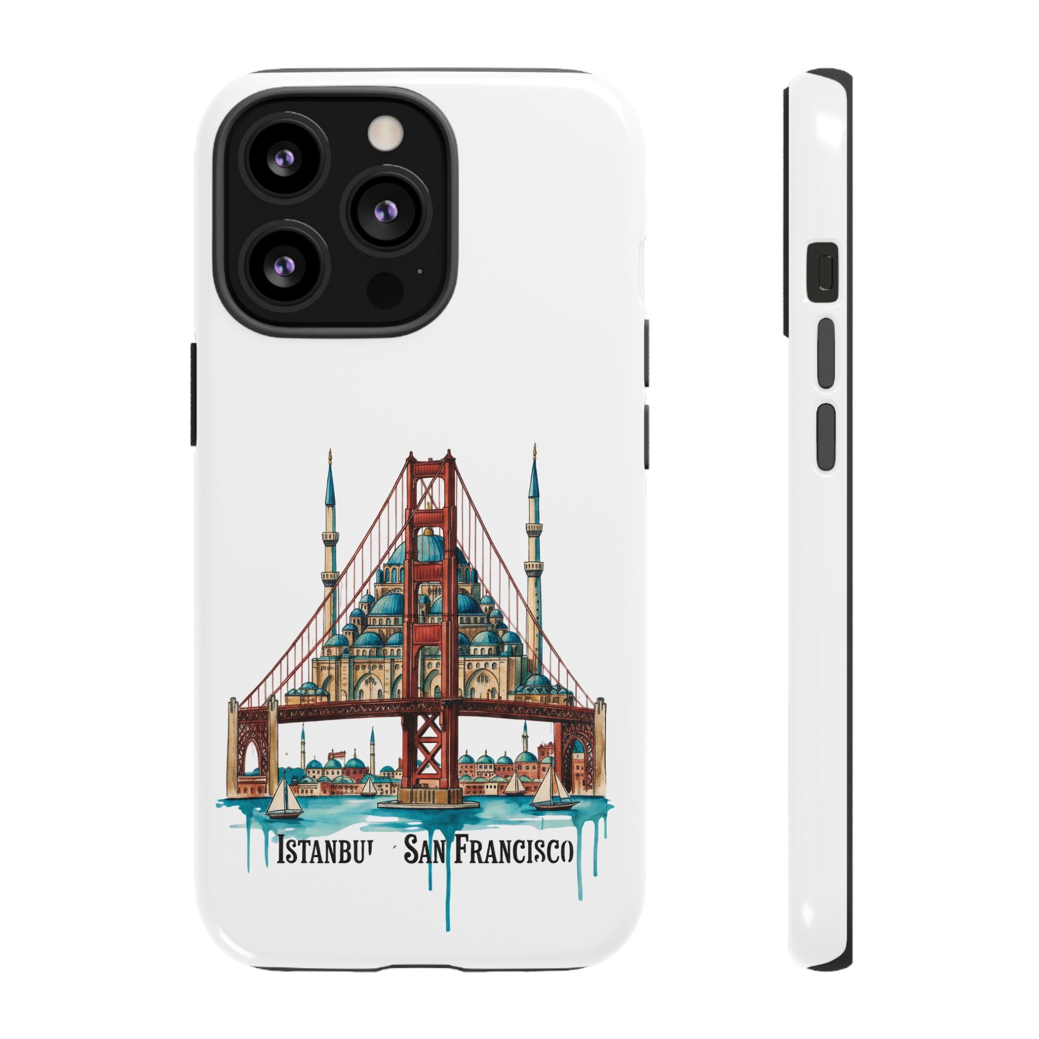 City Bridge Phone Case — Istanbul × San Francisco Illustrated Travel Design