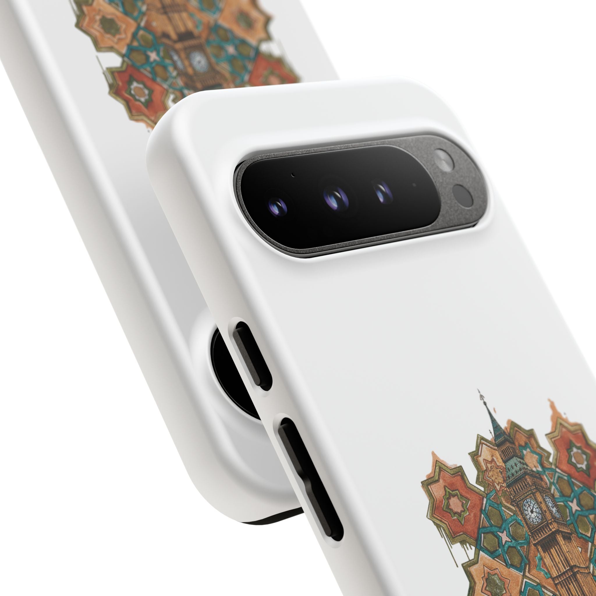 Cairo × London Phone Case — Vintage Mosaic Pyramids & Big Ben Travel Design