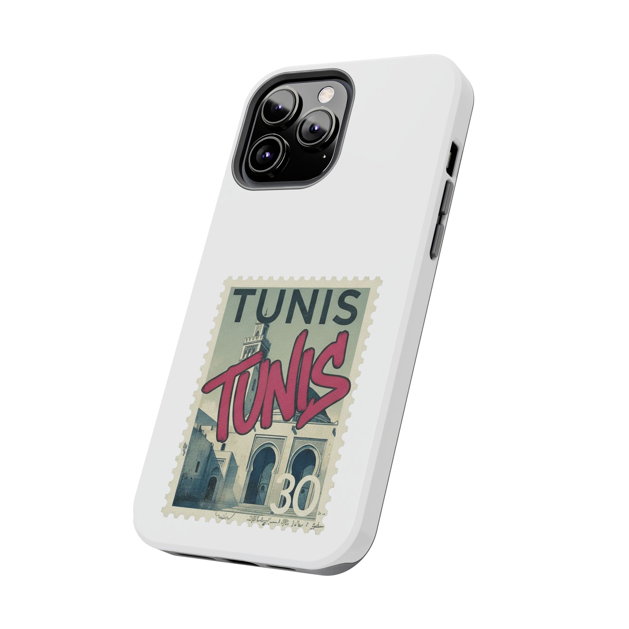 Tunis Vintage Stamp Tough Phone Case — Retro Tunisia Travel Phone Cover