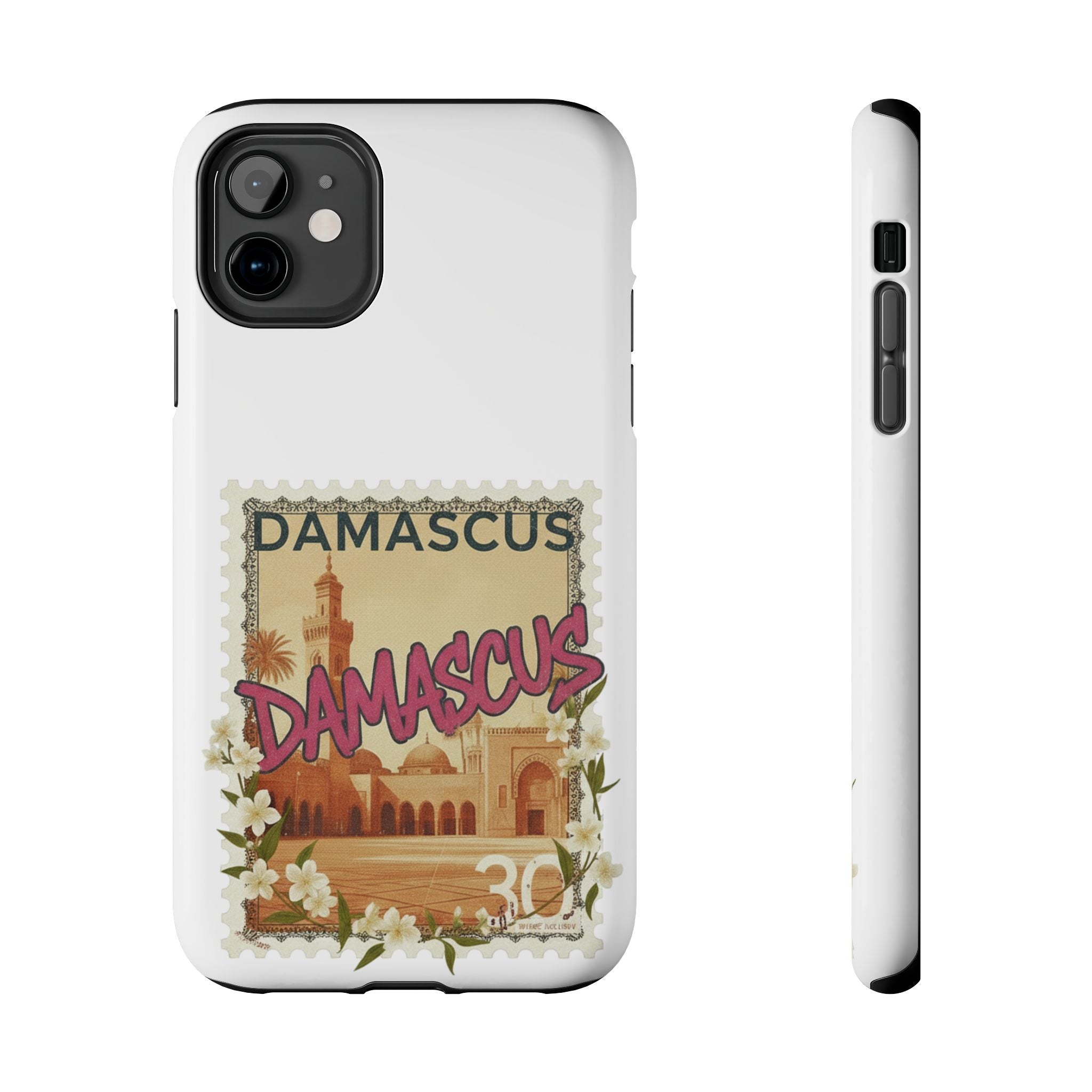 Damascus Vintage Stamp Tough Phone Case — Retro Travel Phone Cover